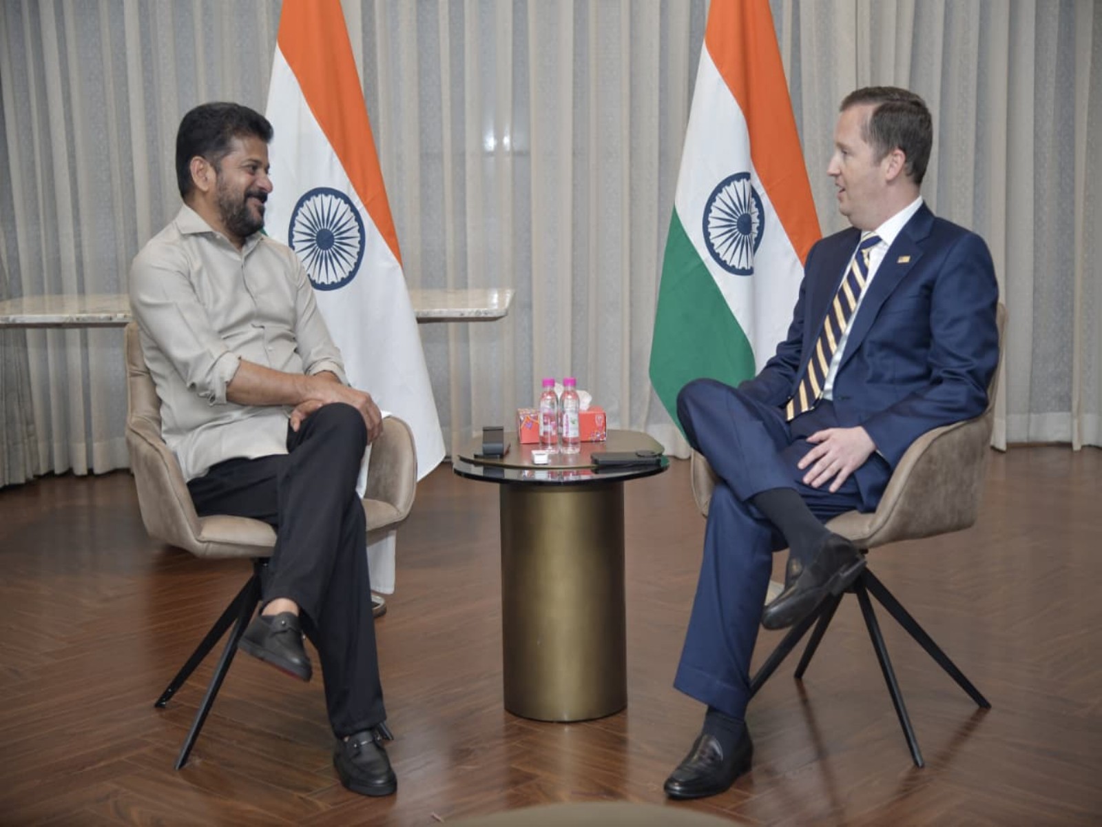 Telangana Chief Minister A Revanth Reddy meets US Ambassador to India, Sergio Gor (Photo/TelanganaCMO) Telangana Chief Minister A Revanth Reddy meets US Ambassador to India, Sergio Gor (Photo/TelanganaCMO)