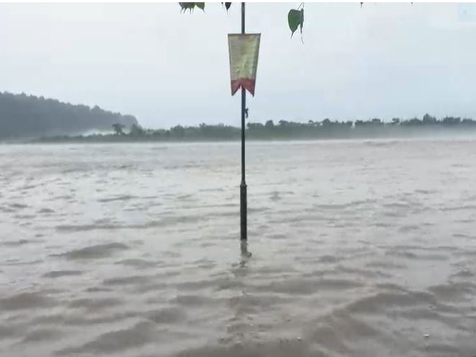 Ganga flowing above the warning level at Triveni Ghat (PhotoANI) Ganga flowing above the warning level at Triveni Ghat (PhotoANI)