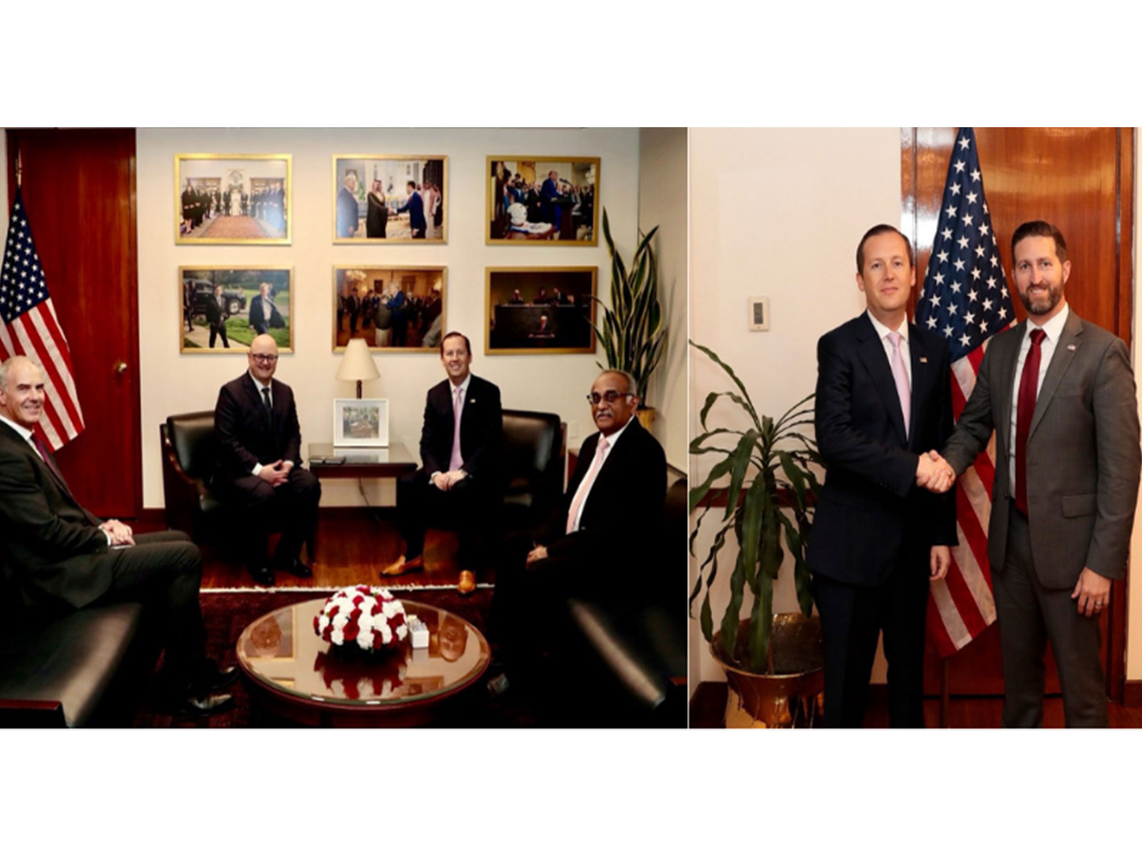 US Envoy to India Sergio Gor with Rolls Royce Chairman Adam Riddle and Asst Secy Wesley Brooks (Photo/@USAmbIndia) US Envoy to India Sergio Gor with Rolls Royce Chairman Adam Riddle and Asst Secy Wesley Brooks (Photo/@USAmbIndia)