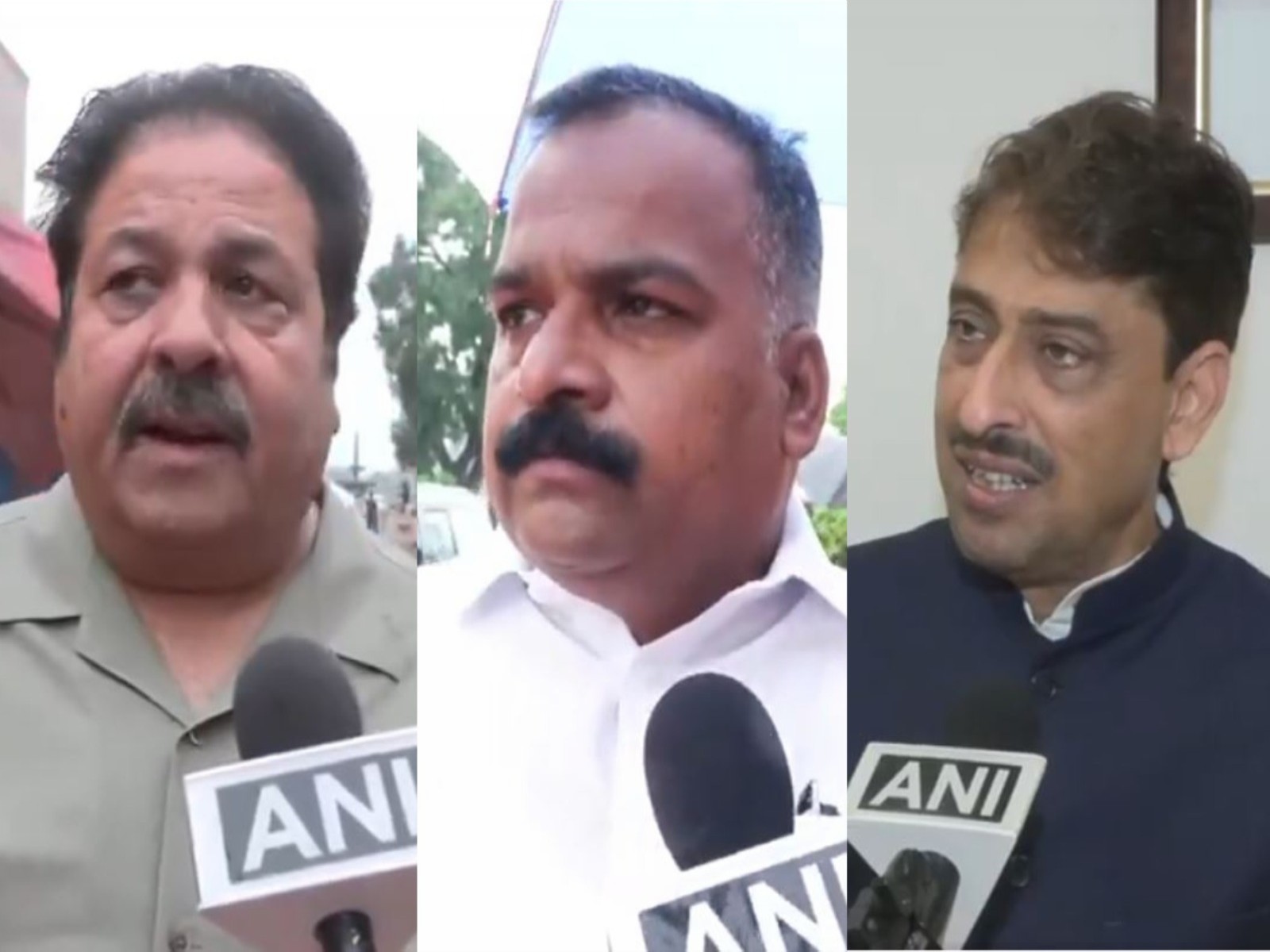 Congress leaders Rajeev Shukla, Manickam Tagore and Imran Masood. (Photo/ANI)