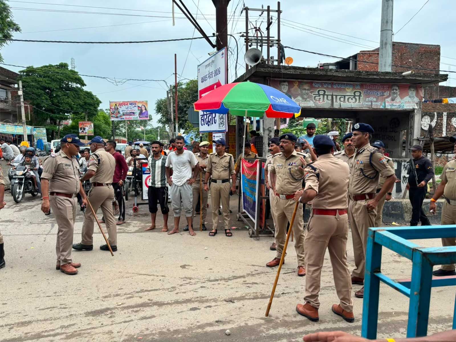 Uttarakhand Police conducts inspection of security, traffic management for Kanwar Yatra in Haridwar (Photo/ANI)