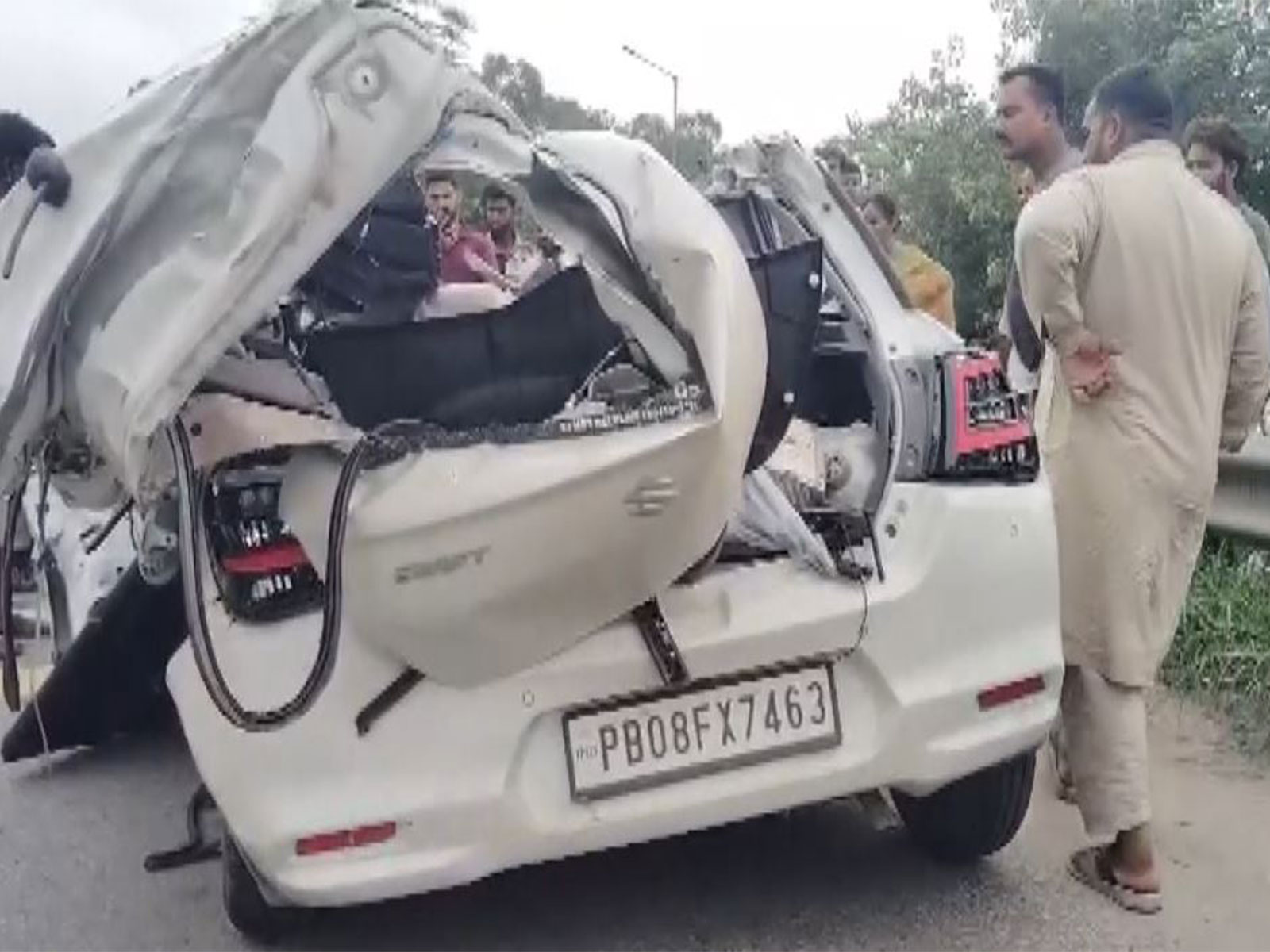 Visual of the damaged car (Photo/ANI)