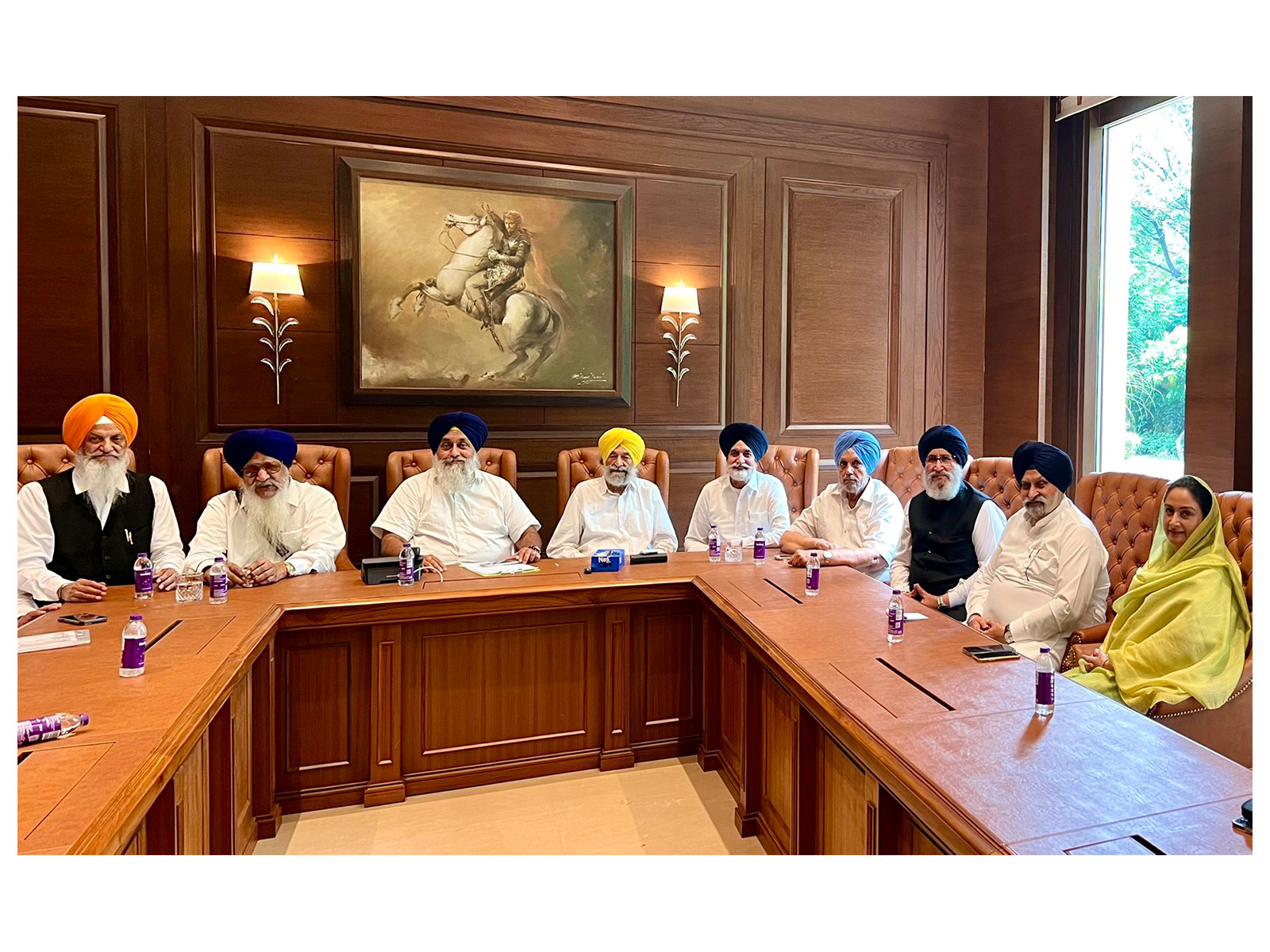 Shiromani Akali Dal (SAD) President Sukhbir Singh Badal during a meeting with senior party leaders  (Photo/@officeofssbadal)