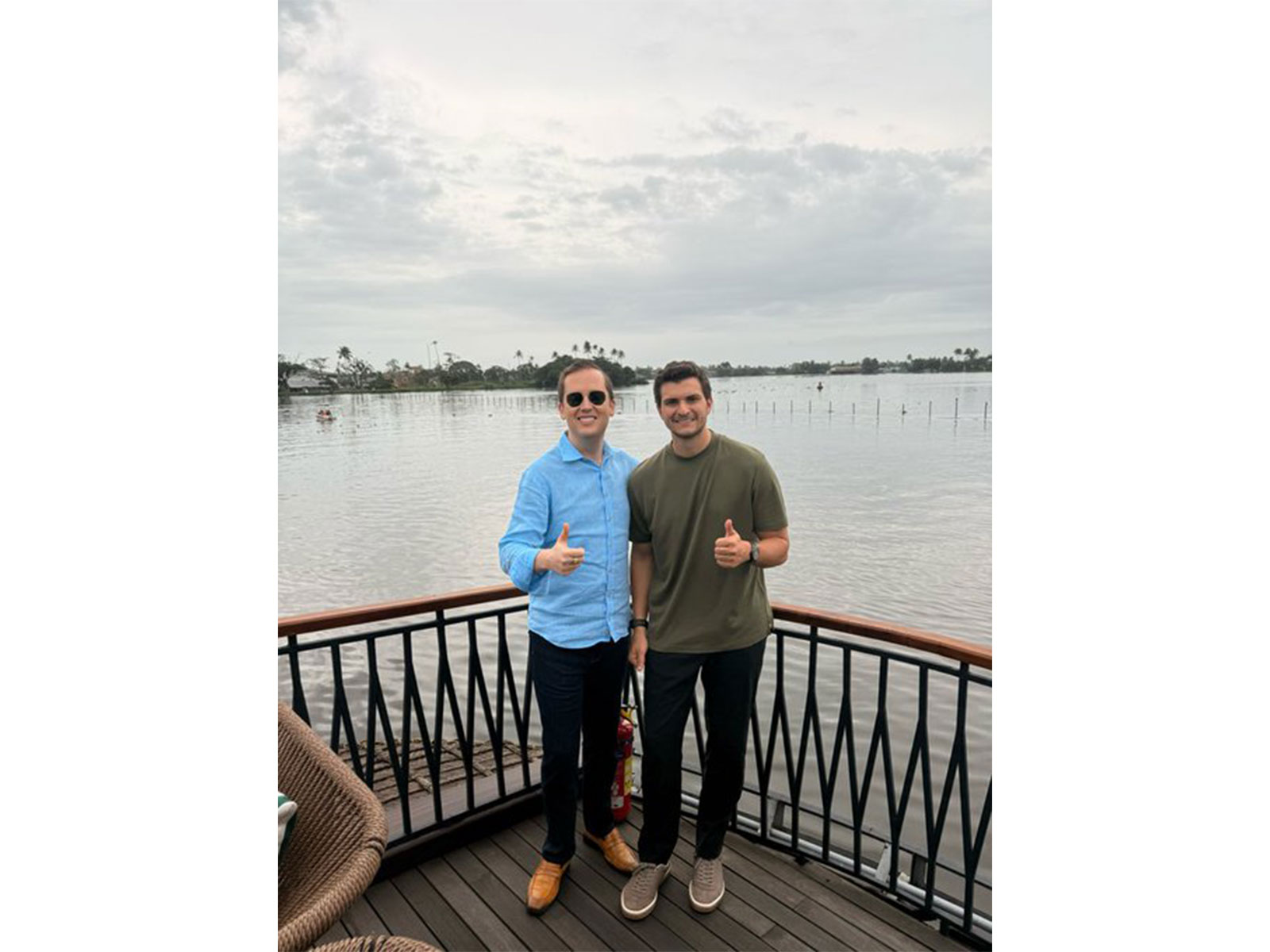 US President Donald Trump’s son-in-law Michael Boulos poses for a photograph with US Ambassador to India Sergio Gor during his visit to the Alappuzha backwaters. (Photo: X/@USAmbIndia)