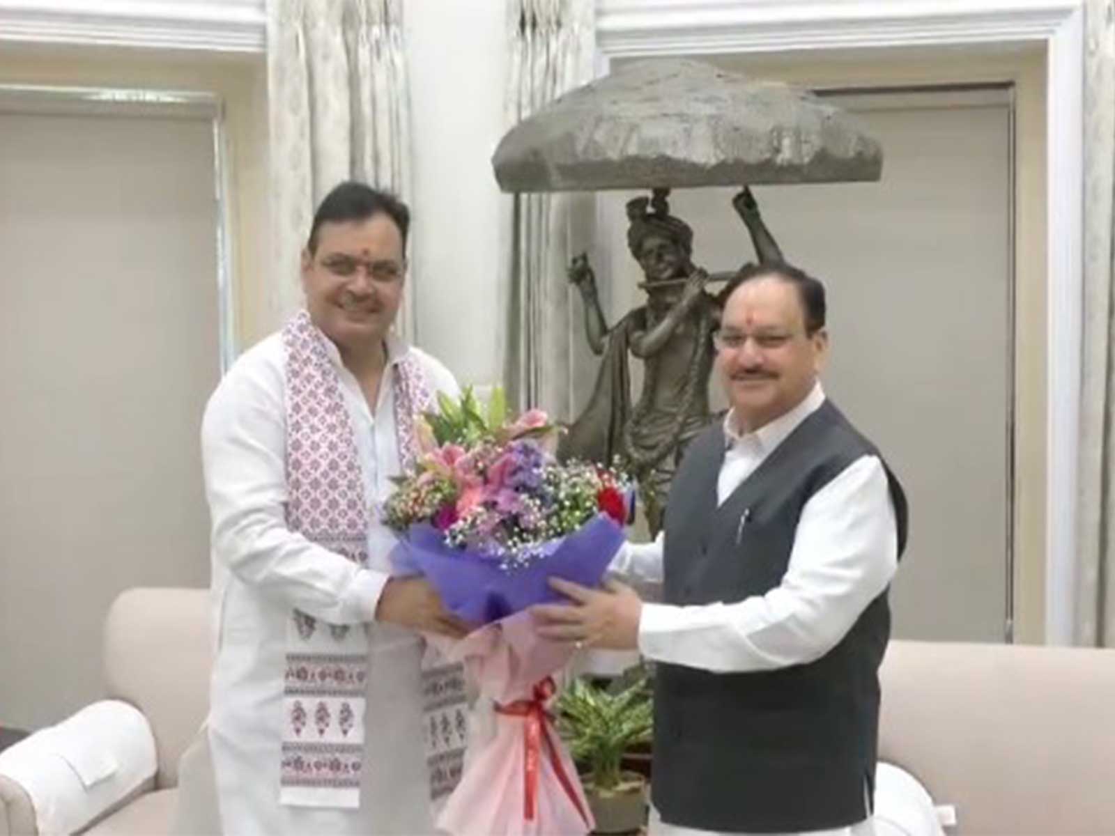 Union Minister JP Nadda meets Rajasthan CM Bhajanlal Sharma (Photo/ANI) Union Minister JP Nadda meets Rajasthan CM Bhajanlal Sharma (Photo/ANI)