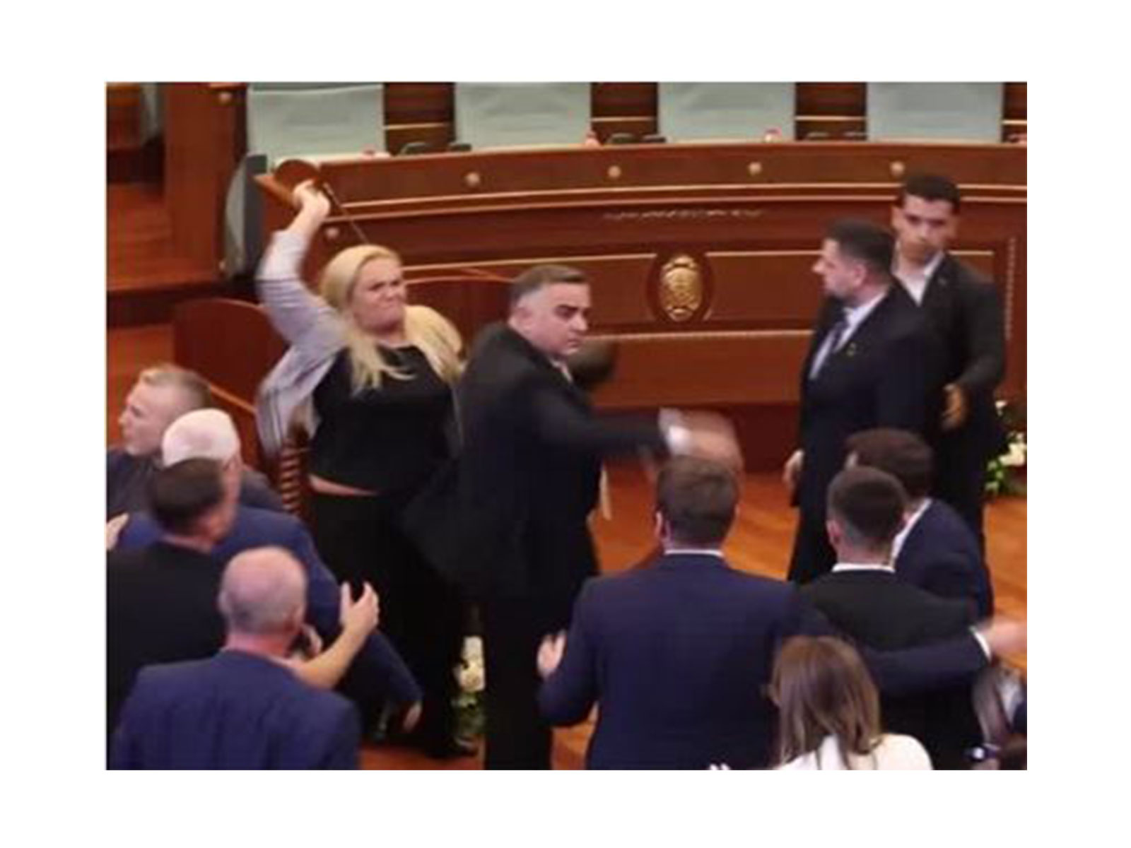 Opposition MP Time Kadrijaj caused a commotion in Kosovoโs parliament after hurling eggs at caretaker Prime Minister Albin Kurti. (Photo/Reuters) Opposition MP Time Kadrijaj caused a commotion in Kosovoโs parliament after hurling eggs at caretaker Prime Minister Albin Kurti. (Photo/Reuters)