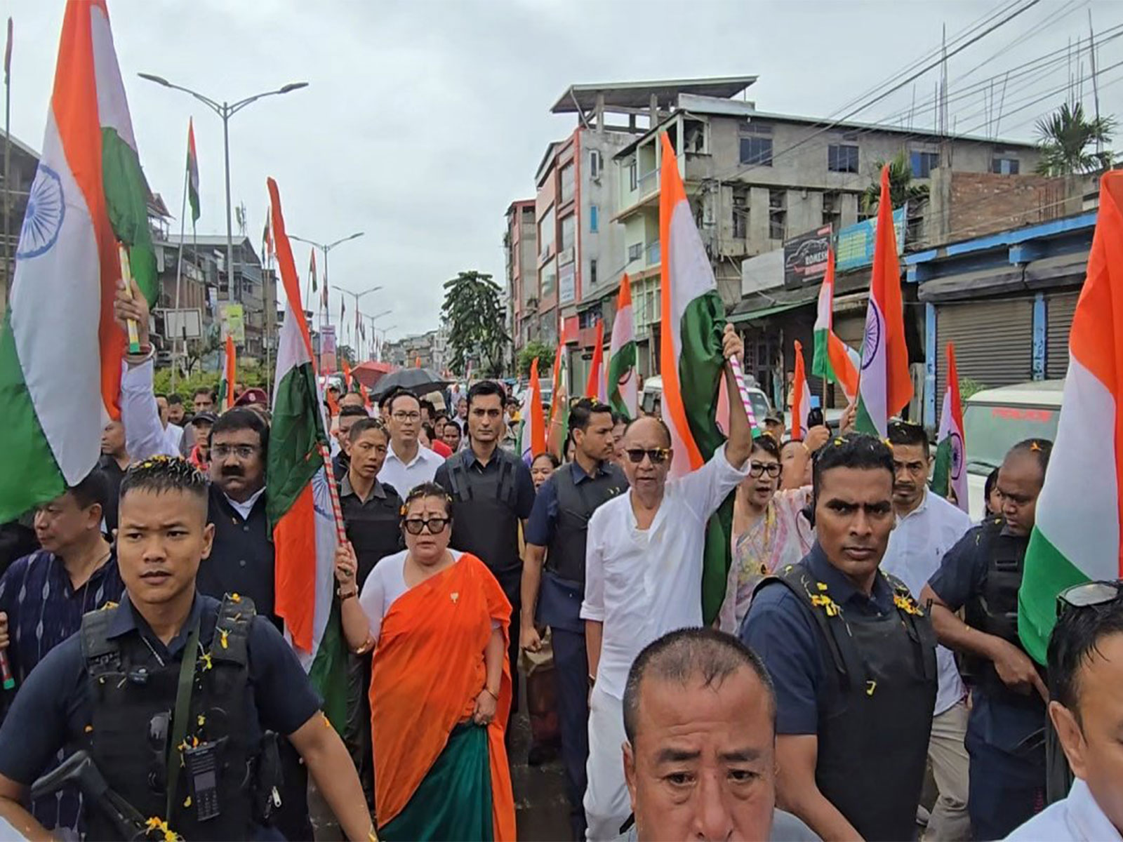 Manipur CM Yumnam Khemchand Singh takes part in the Har Ghar Tiranga Yatra (Photo/X/@BJP4Manipur))
