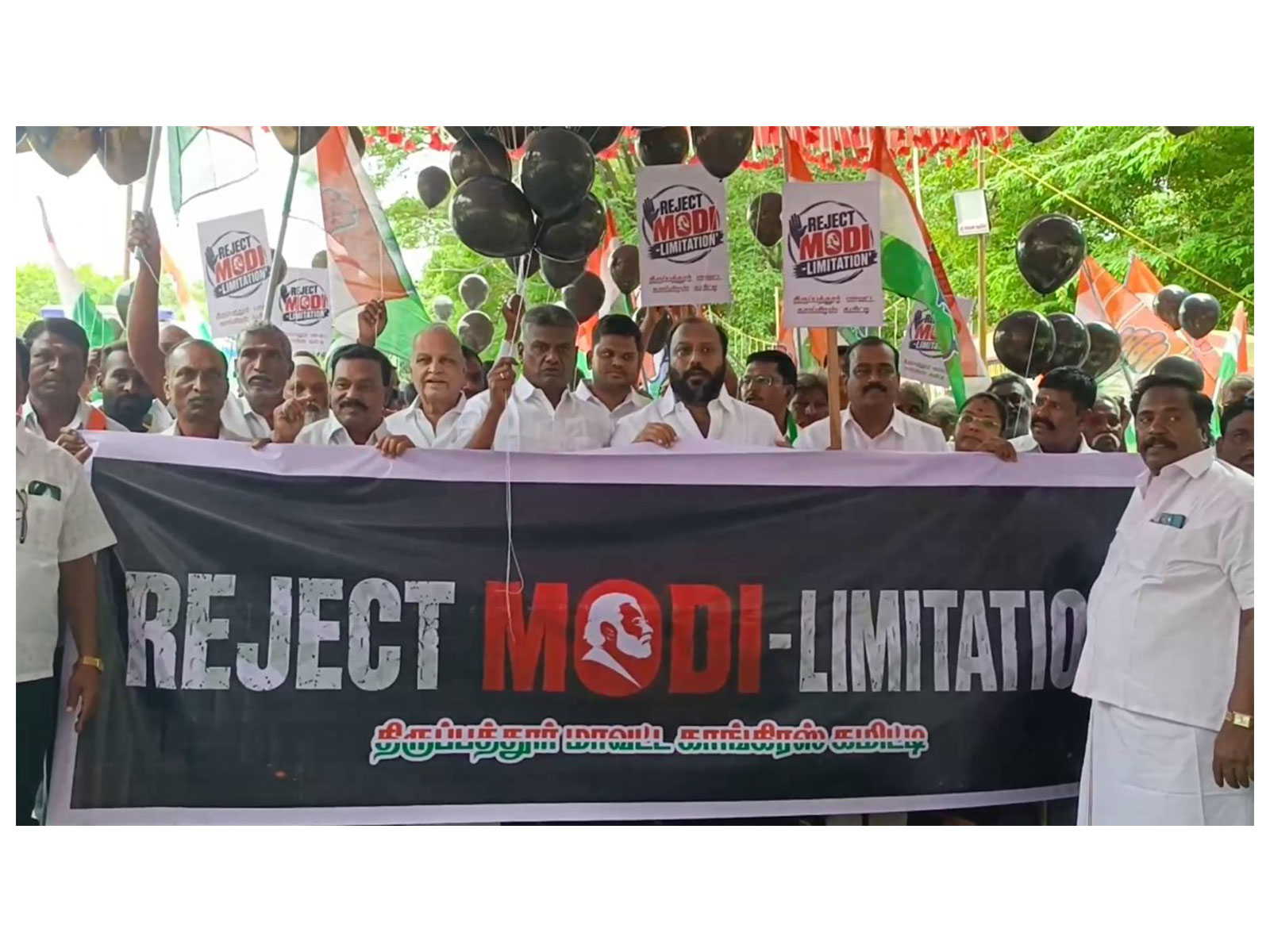 Congress protest against proposed delimitation (Photo/ANI) Congress protest against proposed delimitation (Photo/ANI)