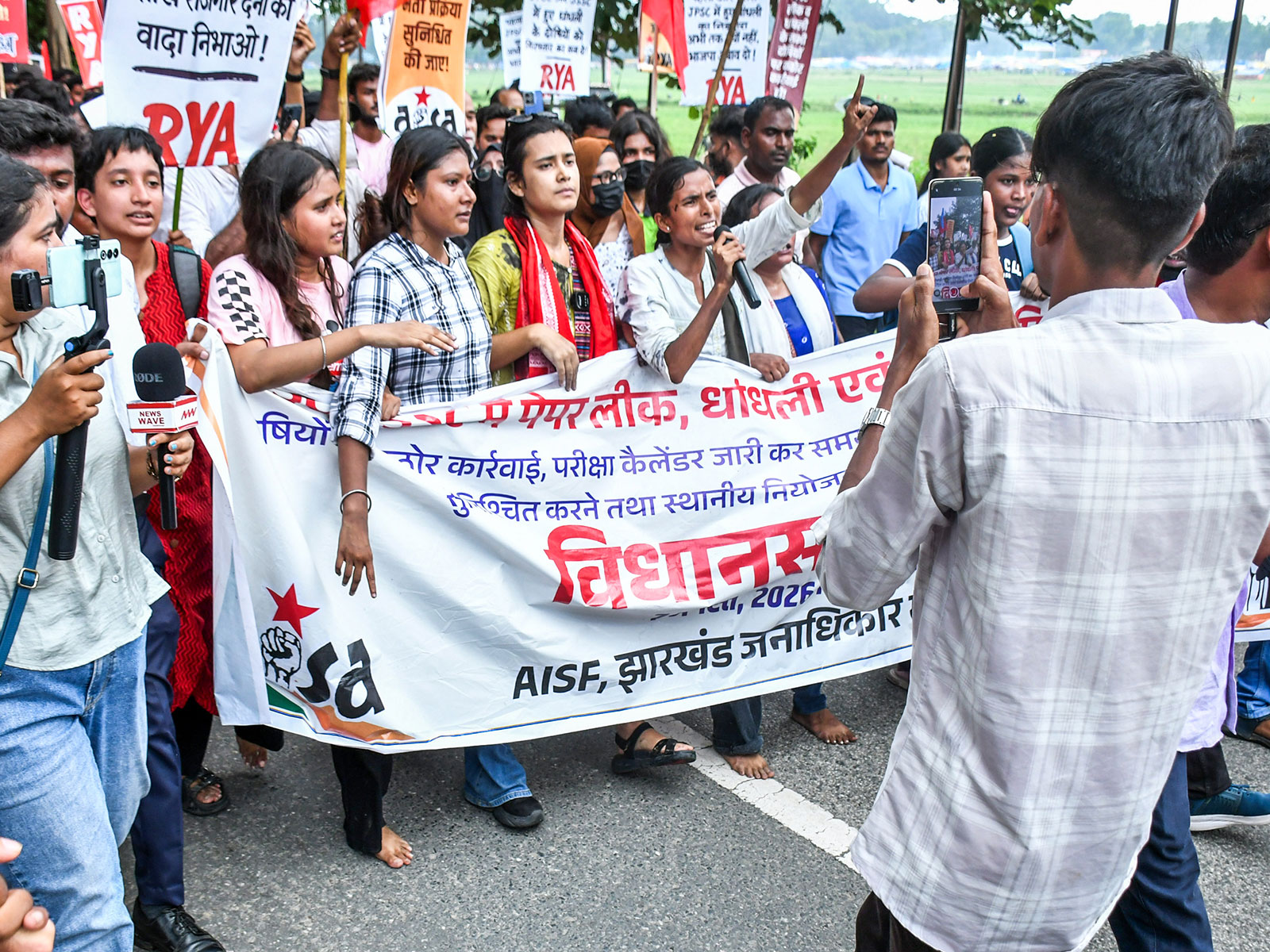 Students representing AISA protest march towards Jharkhand Vidhan Sabha (File Photo/ANI)
