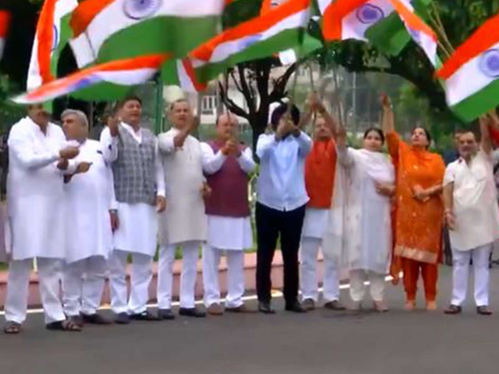 Delhi MLAs at today's Tiranga Yatra (photo/ANI)
