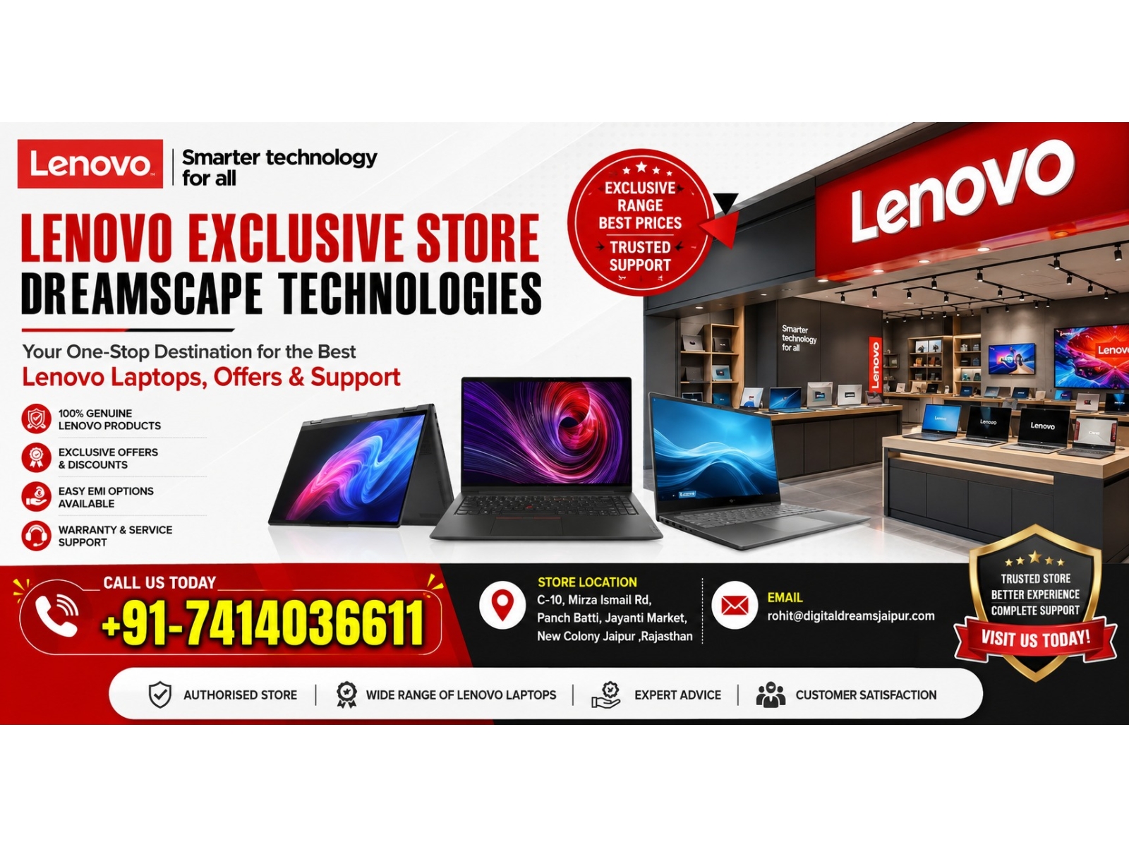 Explore the Reliable Lenovo Shop in Jaipur at Lenovo Exclusive Store – Dreamscape Technologies in Jaipur