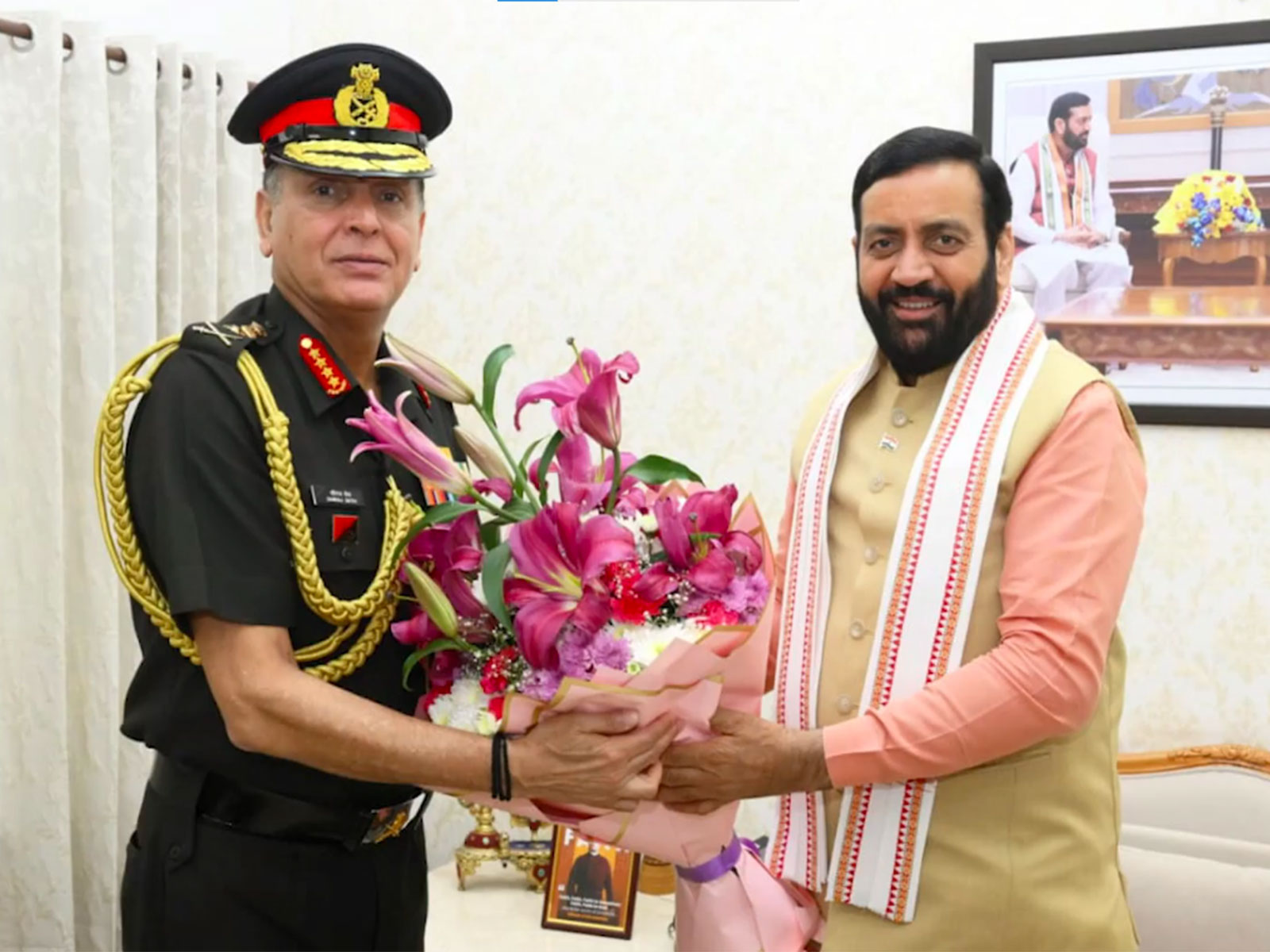 Army Chief General Dhiraj Seth with Haryana Chief Minister Nayab Singh Sain (Photo/X/@cmohry) Army Chief General Dhiraj Seth with Haryana Chief Minister Nayab Singh Sain (Photo/X/@cmohry)