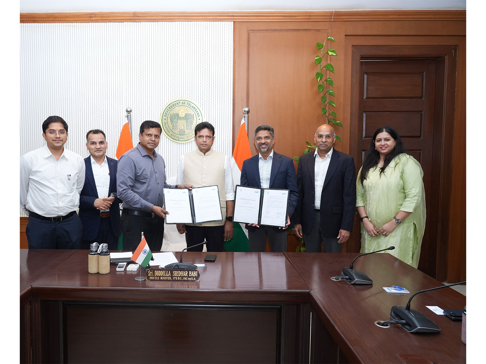 L-R: Nikhil Charavarthi, Sarvesh Singh, Krishna Aditya, Shri D. Sridhar Babu, Naveen Gullapalli, Srini Kosaraju, Anumita Tripathi L-R: Nikhil Charavarthi, Sarvesh Singh, Krishna Aditya, Shri D. Sridhar Babu, Naveen Gullapalli, Srini Kosaraju, Anumita Tripathi