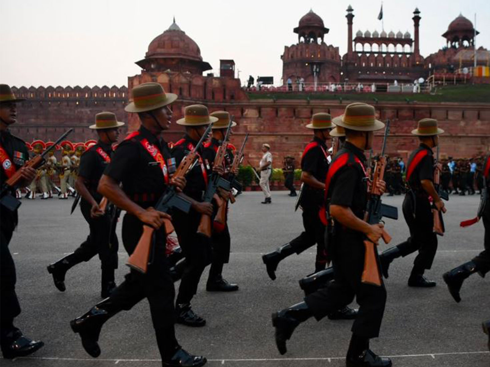 In the run-up to the 80th Independence Day celebrations, a full-dress rehearsal underway at the Red Fort. (Photo: ANI) In the run-up to the 80th Independence Day celebrations, a full-dress rehearsal underway at the Red Fort. (Photo: ANI)