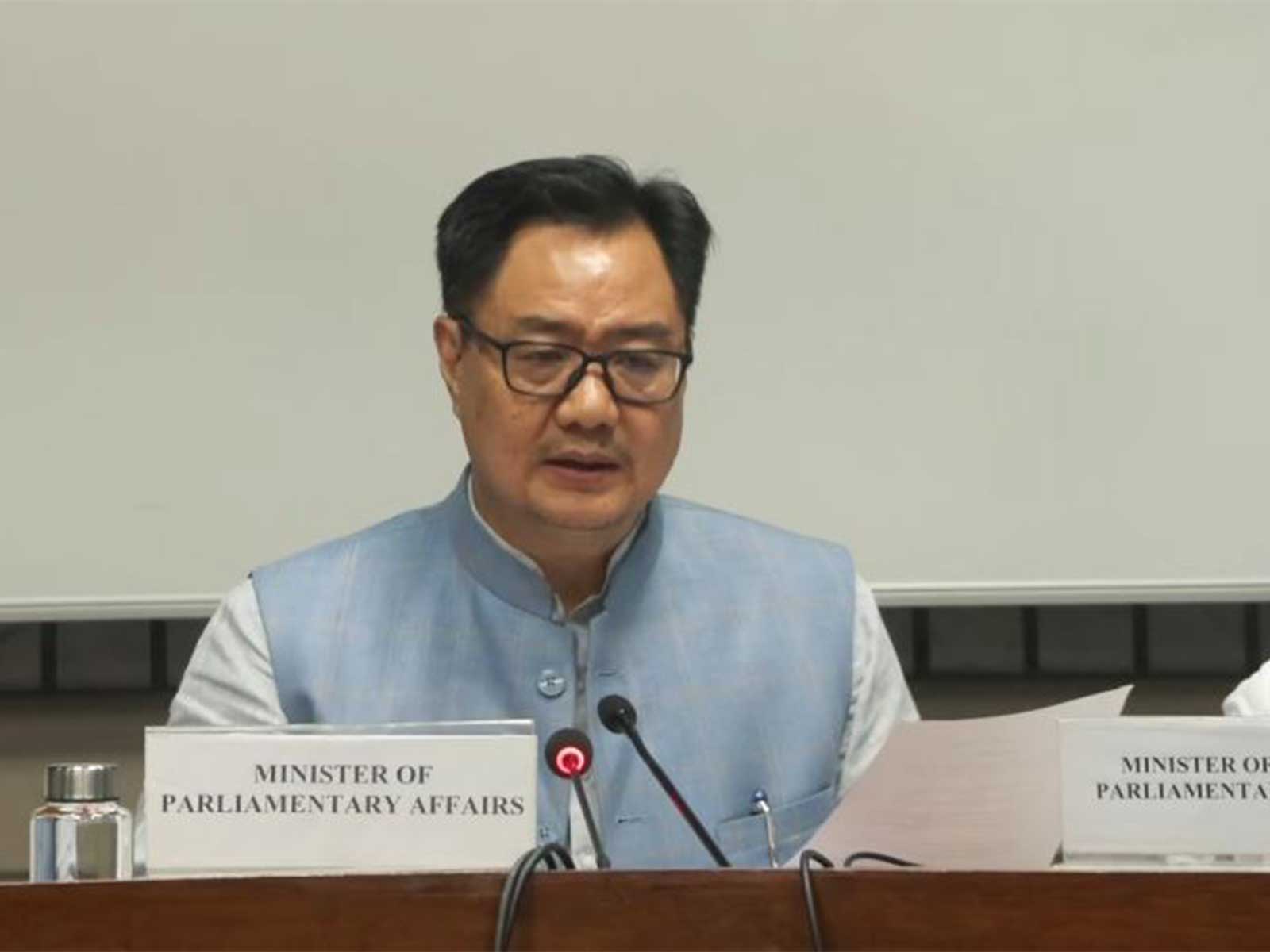 Union Minister for Parliamentary Affairs Kiren Rijiju (Photo/ANI) Union Minister for Parliamentary Affairs Kiren Rijiju (Photo/ANI)