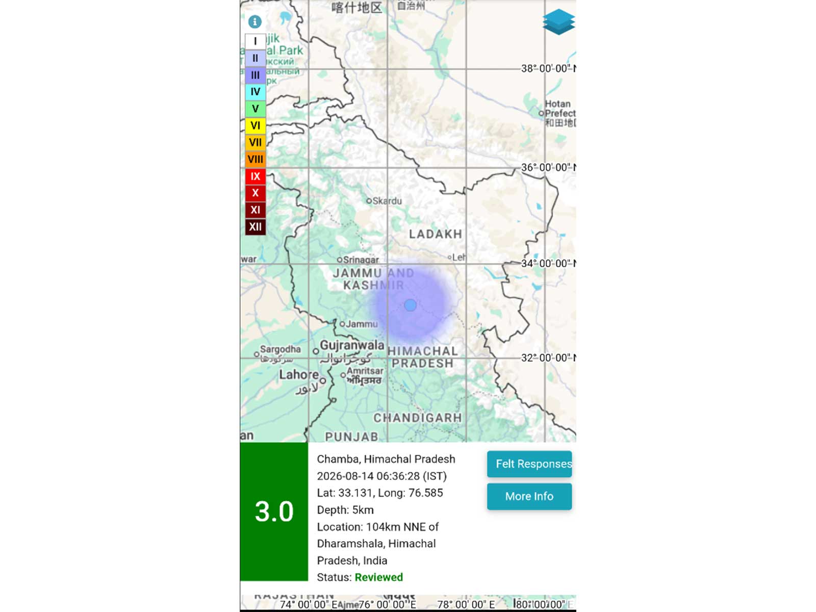 3.0 magnitude earthquake hits Chamba (Chamba@NCS_Earthquake)