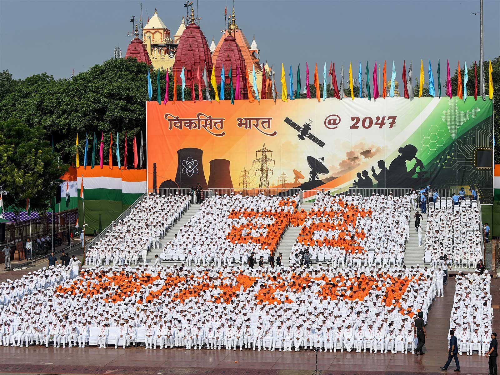 A glimpse of the full-dress rehearsal ahead of the 80th Independence Day celebrations (Photo/ANI) A glimpse of the full-dress rehearsal ahead of the 80th Independence Day celebrations (Photo/ANI)