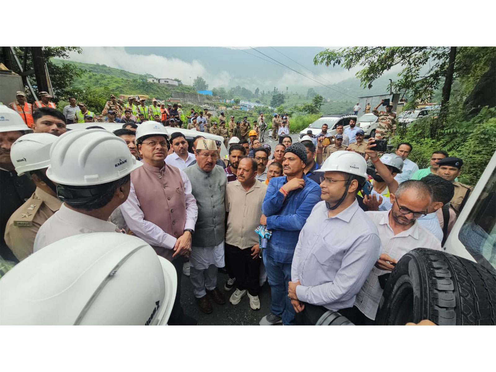 CM Dhami at accident site in Chamoli (Photo/ANI) CM Dhami at accident site in Chamoli (Photo/ANI)