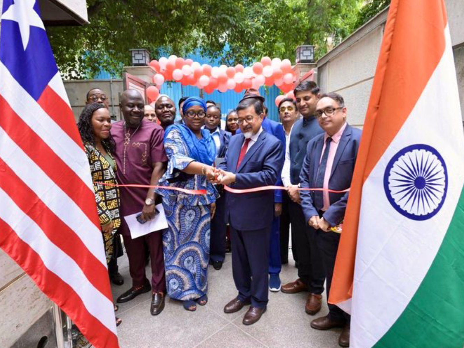 Liberian Foreign Minister Sara Beysolow Nyanti and officials inaugurate Liberiaโs new Embassy in New Delhi. (Photo: X/@MEAIndia) Liberian Foreign Minister Sara Beysolow Nyanti and officials inaugurate Liberiaโs new Embassy in New Delhi. (Photo: X/@MEAIndia)