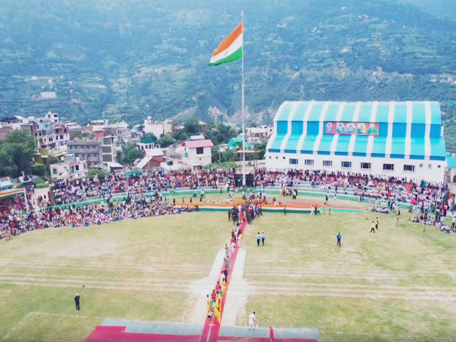 100-foot tricolour soars high in Jammu and Kashmir's Doda on occasion of Independence Day.  (Photo/District Administration Doda)