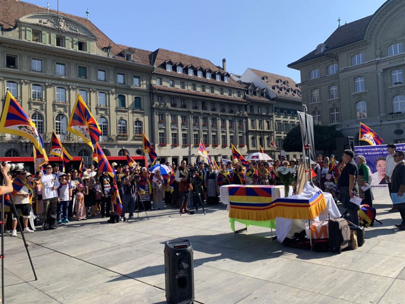 Over 200 Tibetans, supporters protest China’s assimilation policies near Swiss Parliament (Photo/Central Tibetan Administration)