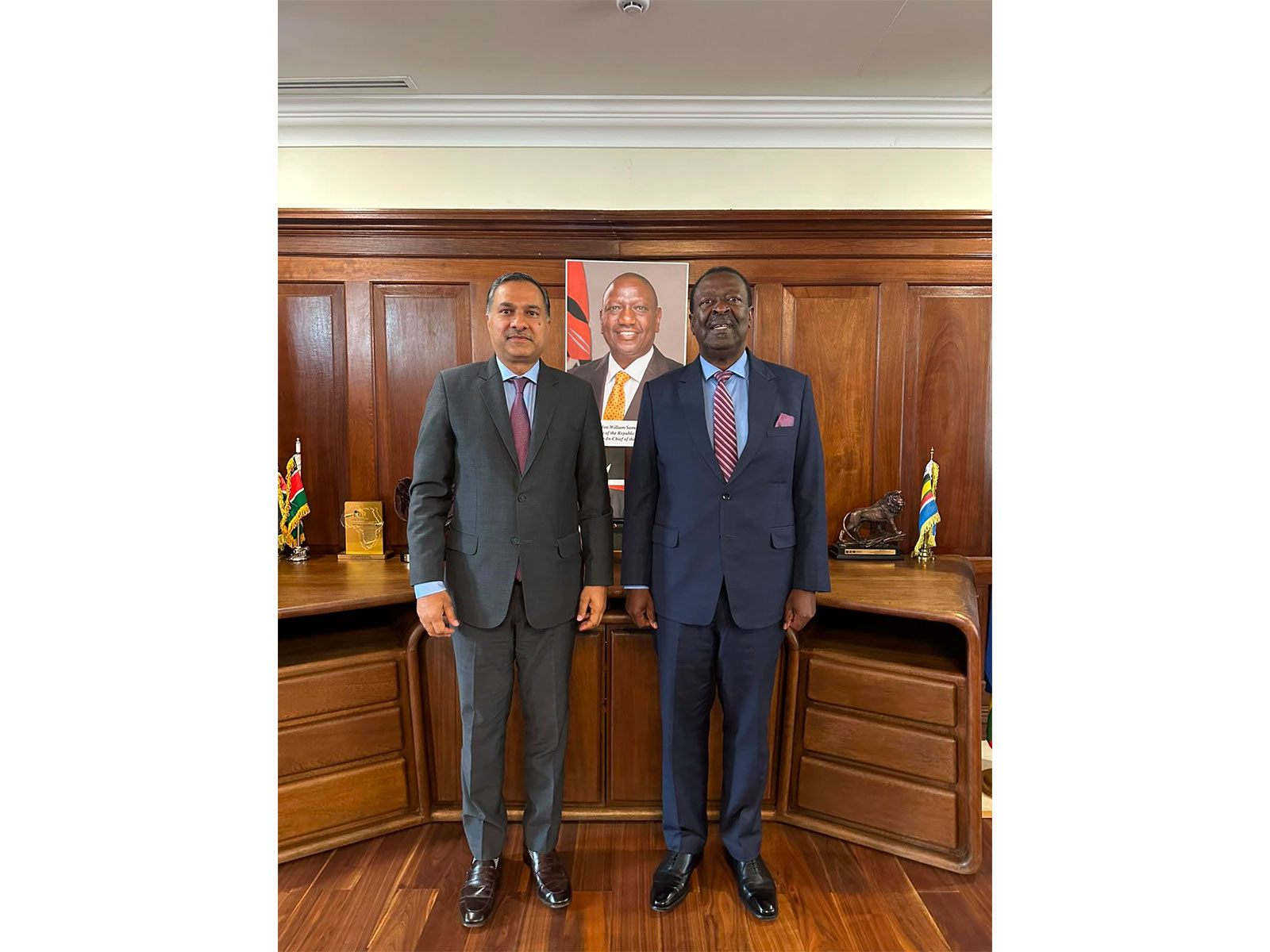 igh Commissioner Adarsh Swaika and Kenyaโs Cabinet Secretary for Foreign & Diaspora Affairs Musalia W Mudavadi (Photo/X@IndiainKenya) igh Commissioner Adarsh Swaika and Kenyaโs Cabinet Secretary for Foreign & Diaspora Affairs Musalia W Mudavadi (Photo/X@IndiainKenya)