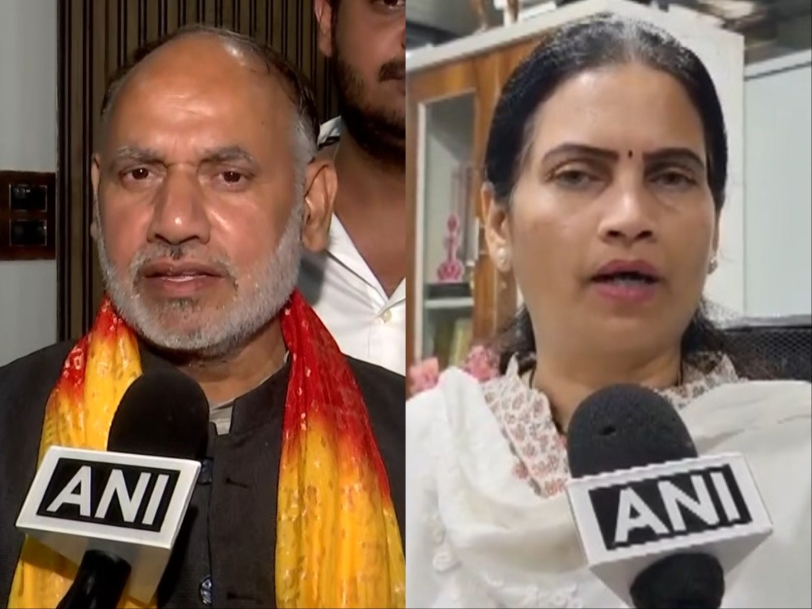Newly appointed BJP national secretary Jai Prakash (L) and national vice president Bharti Pawar(R)(Photo/ANI)