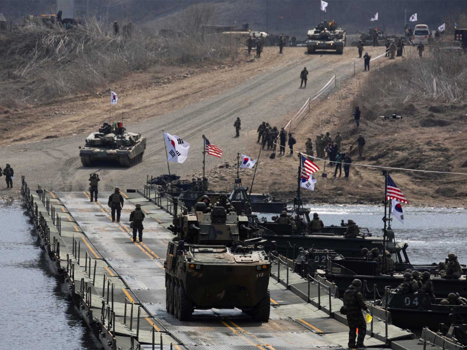 South Korean Anti-Aircraft Gun Wheeled Vehicle System participates in the joint river-crossing exercise conducted for South Korean and US soldiers (File Photo/Reuters) South Korean Anti-Aircraft Gun Wheeled Vehicle System participates in the joint river-crossing exercise conducted for South Korean and US soldiers (File Photo/Reuters)