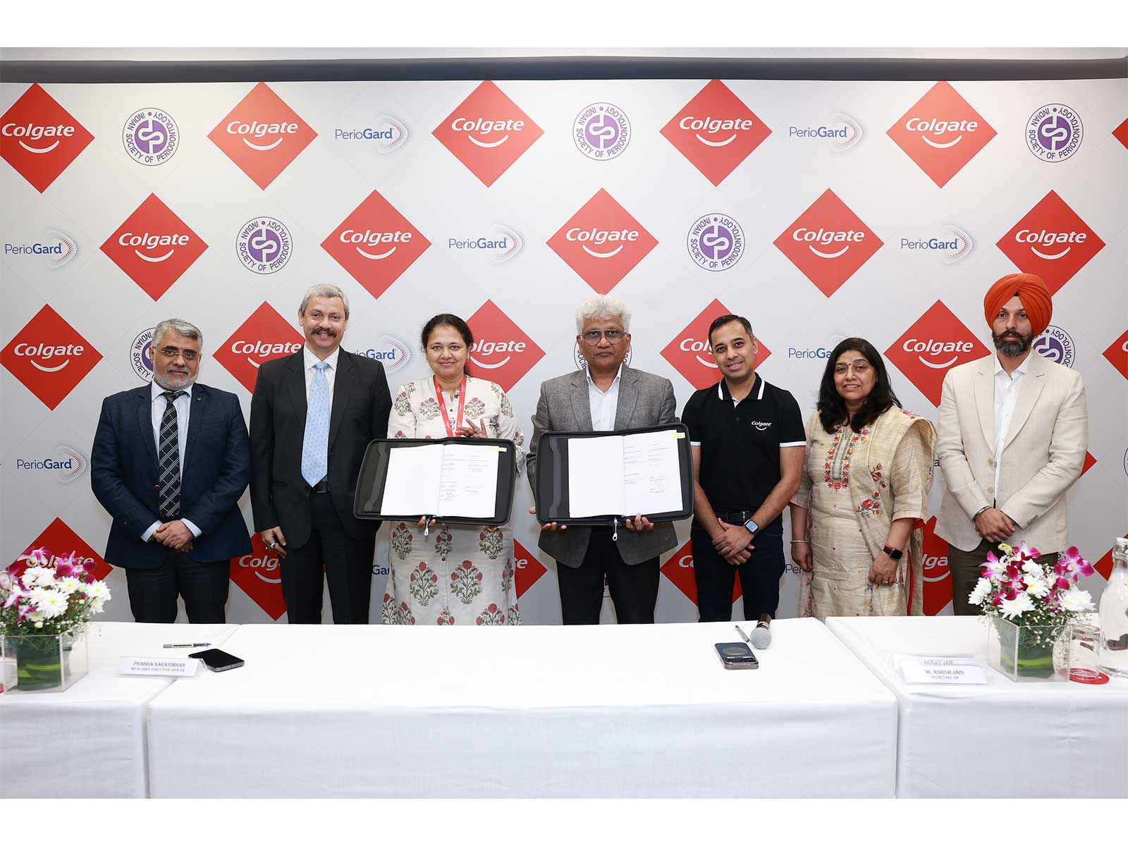 Colgate-Palmolive India MD & CEO Prabha Narasimhan (third from left) and EVP Marketing Gunjit Jain (third from right) with Ashish Jain, Secretary, ISP, and members of the ISP team together. Colgate-Palmolive India MD & CEO Prabha Narasimhan (third from left) and EVP Marketing Gunjit Jain (third from right) with Ashish Jain, Secretary, ISP, and members of the ISP team together.