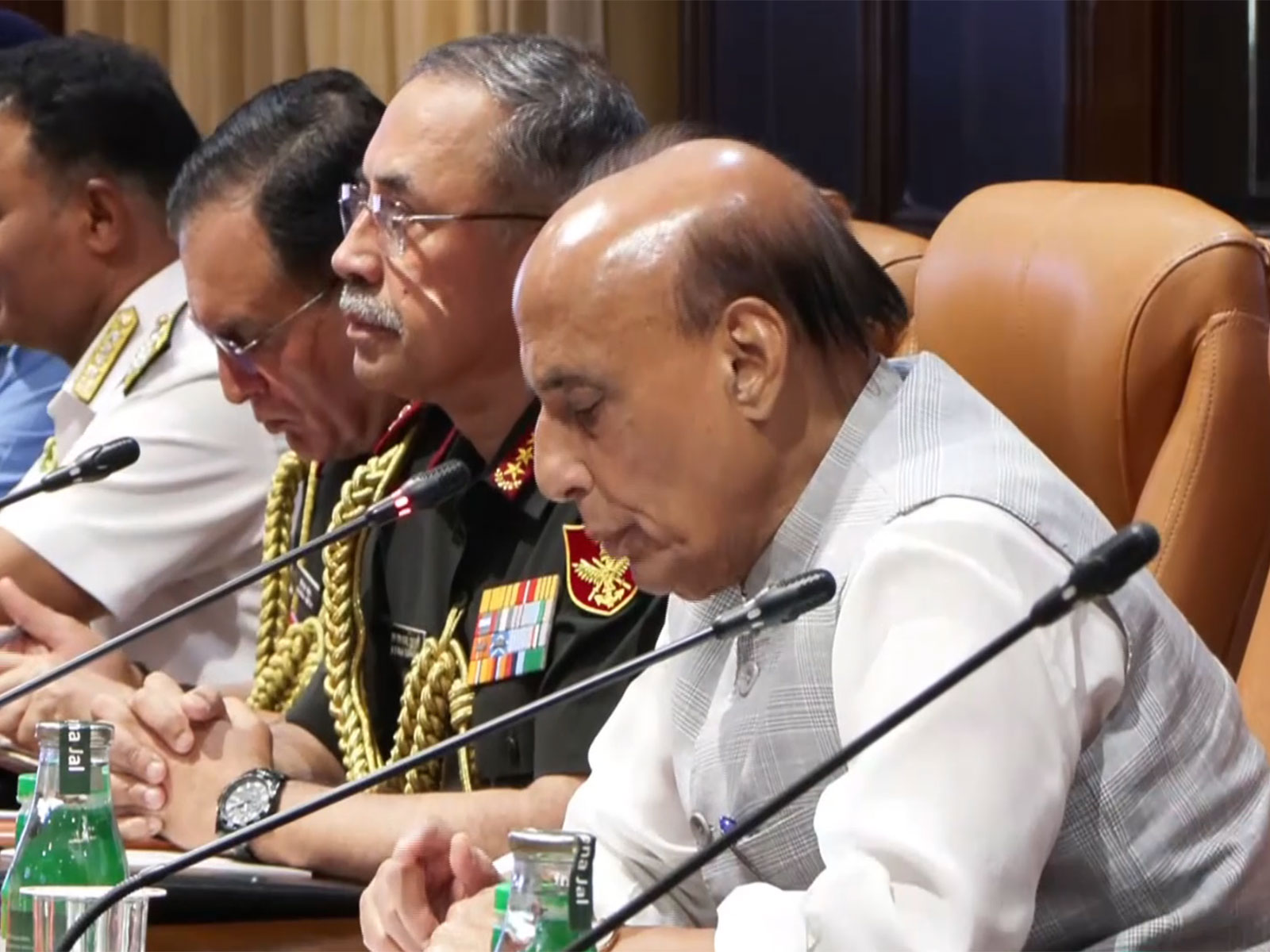 Defence Minister Rajnath Singh holding bilateral talks with Japan's Defence Minister Shinjiro Koizumi (Photo/ANI)