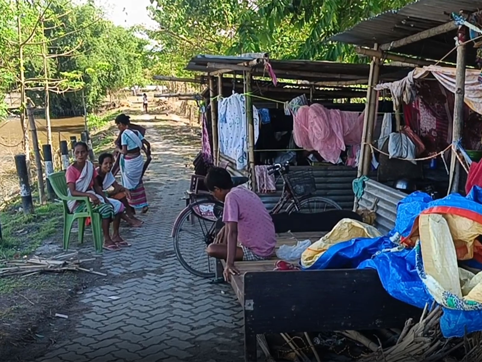 Nine families from Majiya Bheti are still living in a roadside relief camp, unable to return to their homes. (Photo/ ANI) Nine families from Majiya Bheti are still living in a roadside relief camp, unable to return to their homes. (Photo/ ANI)