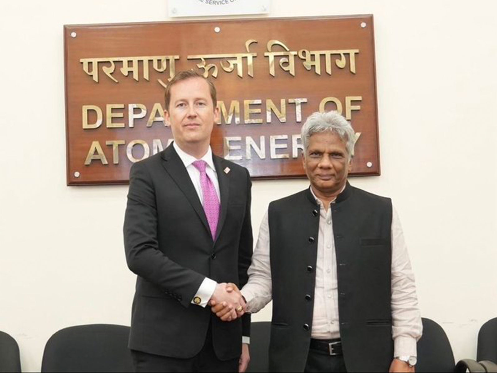 US Ambassador Sergio Gor with DAE Secretary Ajit Kumar Mohanty (File Photo/@USAmbIndia)