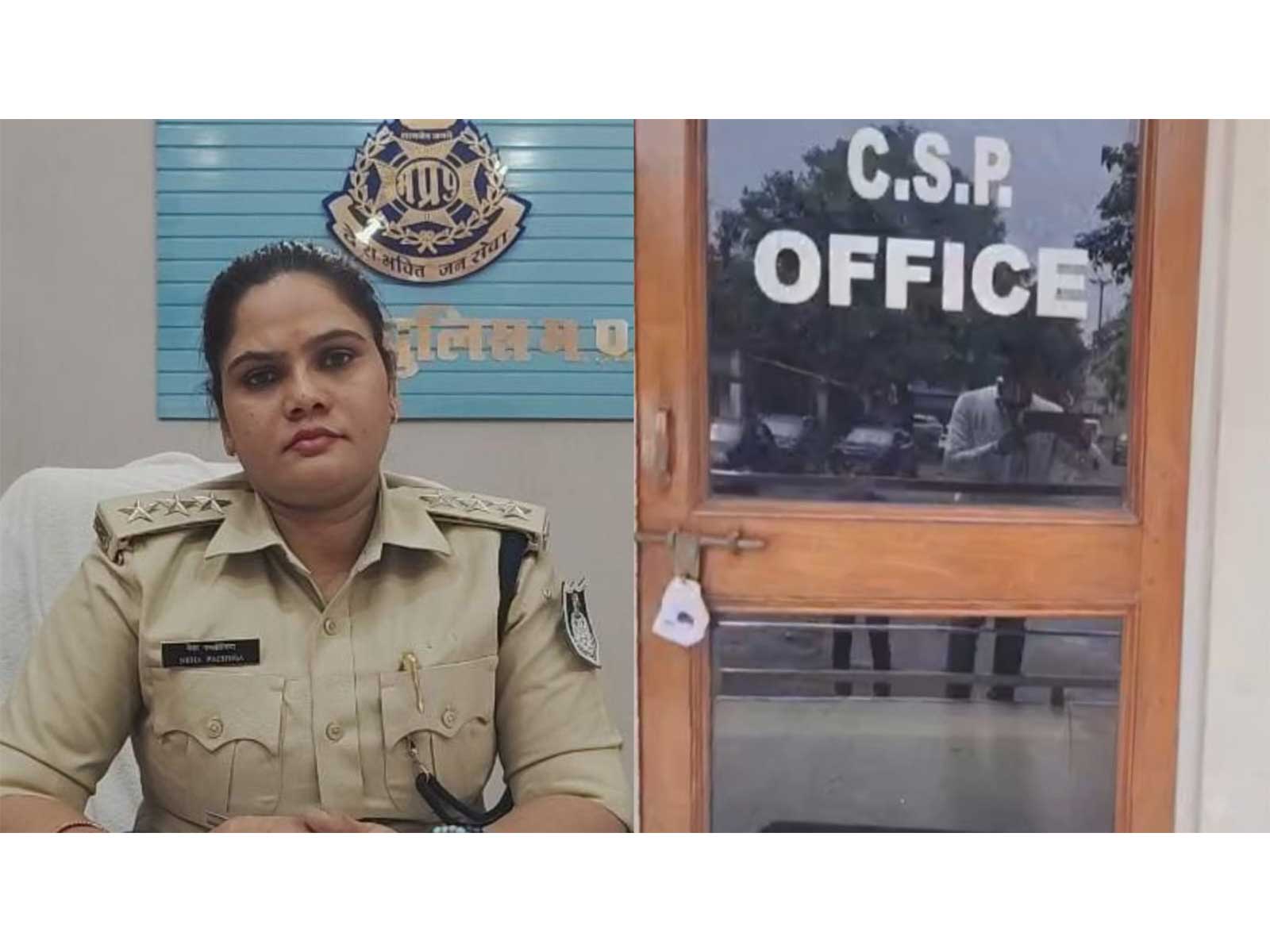 Katni CSP Neha Pachisia (L) and sealed CSP office (R) (Photo / ANI) Katni CSP Neha Pachisia (L) and sealed CSP office (R) (Photo / ANI)