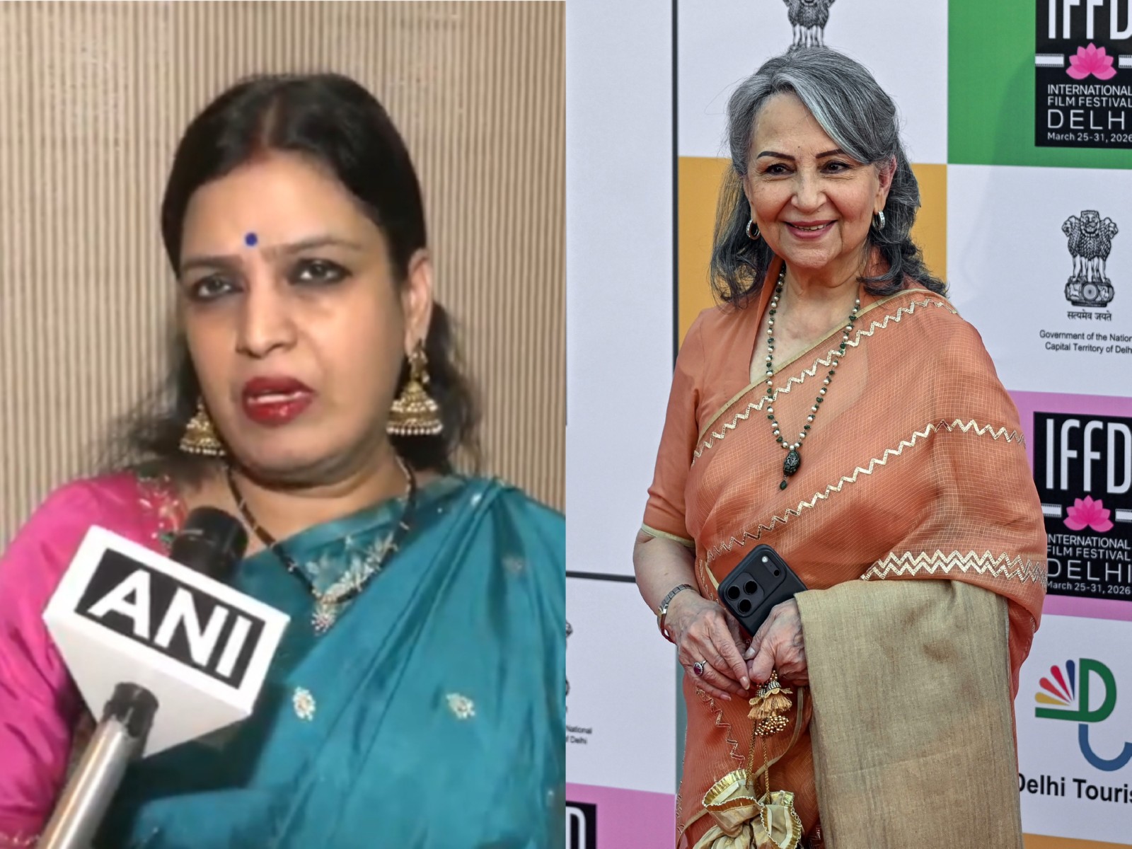 Vishwa Hindu Raksha Parishad (VHRP) National Mahila President Yamuna Pathak, Sharmila Tagore (Photo/ANI)