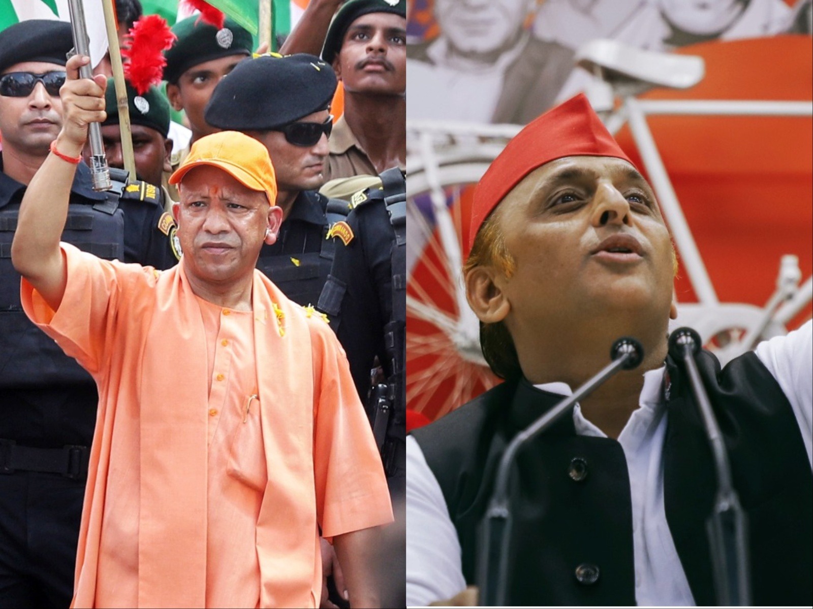 UP CM Yogi Adityanath (L) and Samajwadi Party chief Akhilesh Yadav (R) (File Photo/ANI)