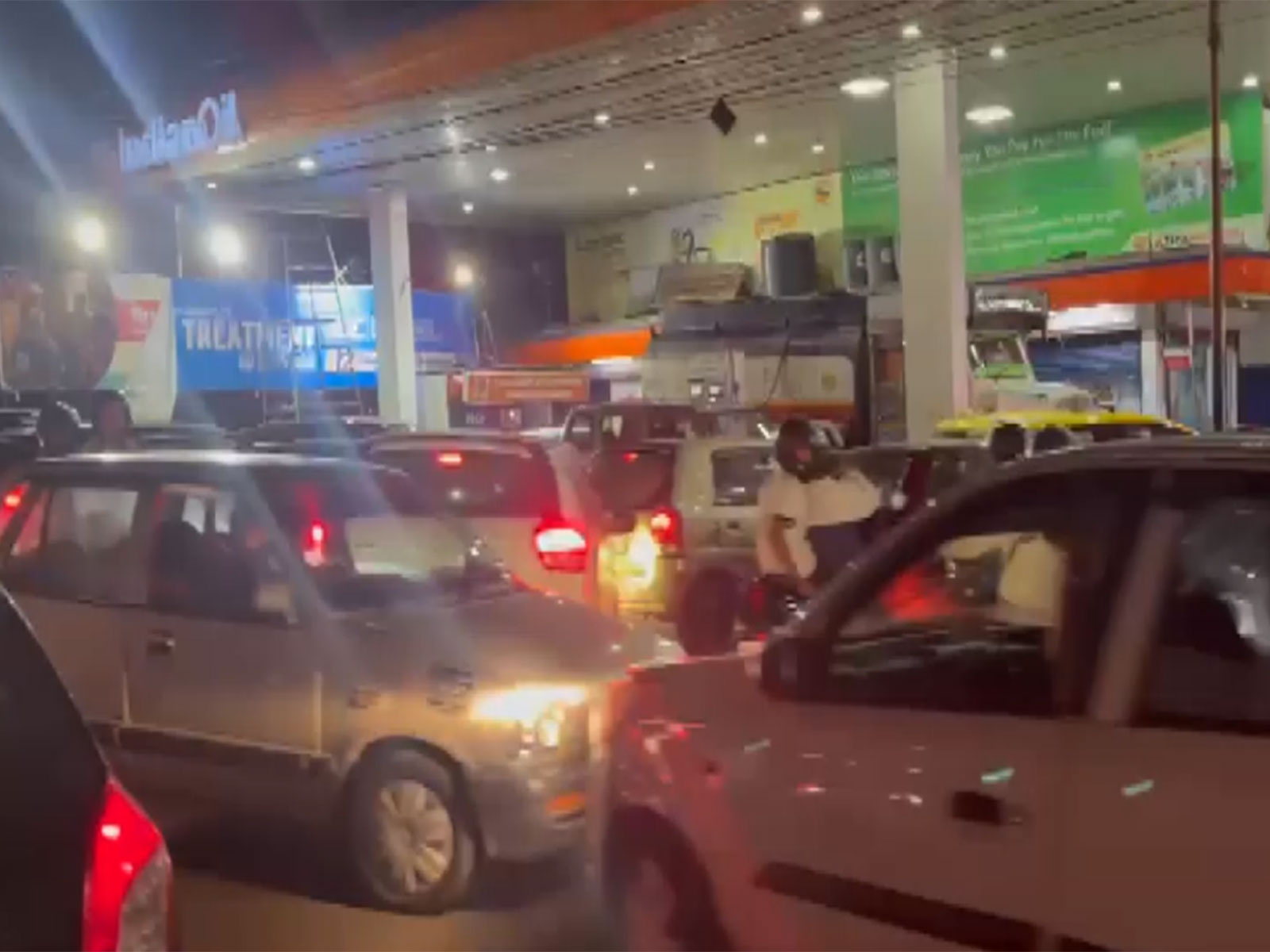 Queue outside petrol pump in Shillong (Photo/ANI)