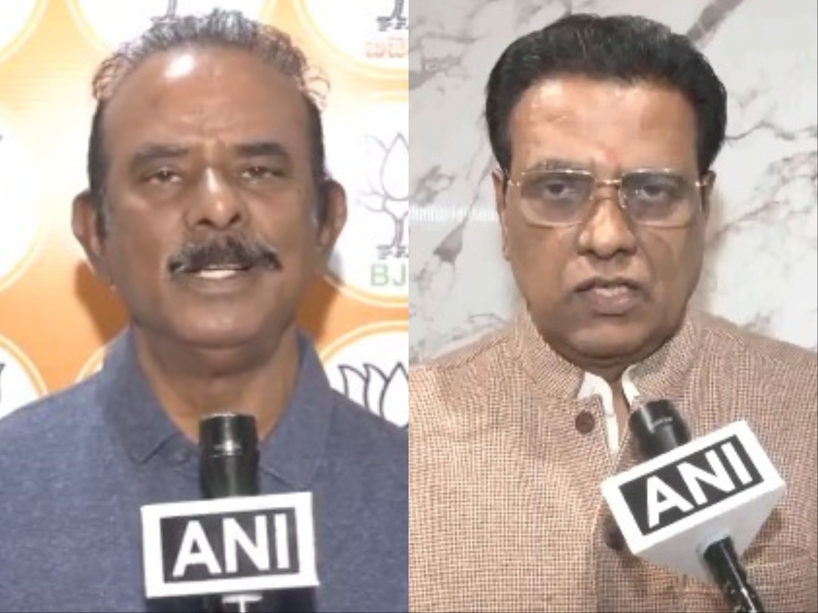 Telangana BJP leader Borra Narsaiah Goud (L) and the state's chief spokesperson NV Subhash (R) (Photo/ANI) Telangana BJP leader Borra Narsaiah Goud (L) and the state's chief spokesperson NV Subhash (R) (Photo/ANI)