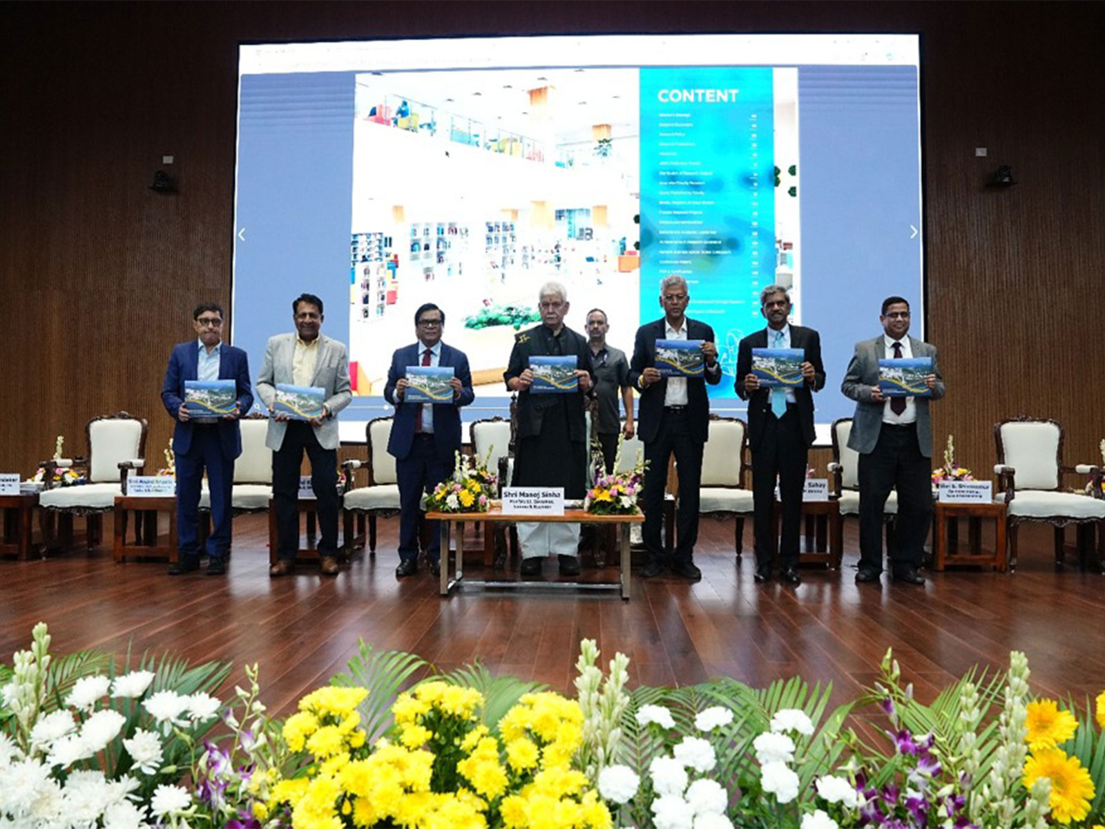 Jammu and Kashmir Lieutenant Governor Manoj Sinha releasing an institutional publication and brochure during an official event (Photo/ANI) Jammu and Kashmir Lieutenant Governor Manoj Sinha releasing an institutional publication and brochure during an official event (Photo/ANI)