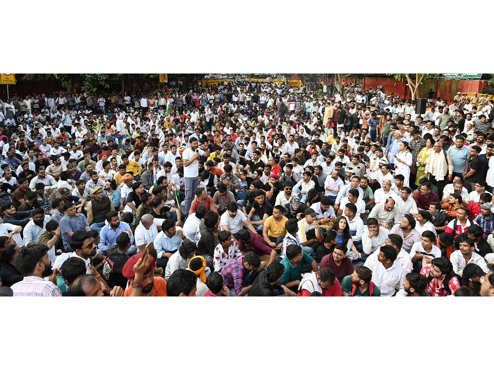 Protesters at Jantar Mantar demand overhaul of reservation system on August 21 (Photo/ANI)