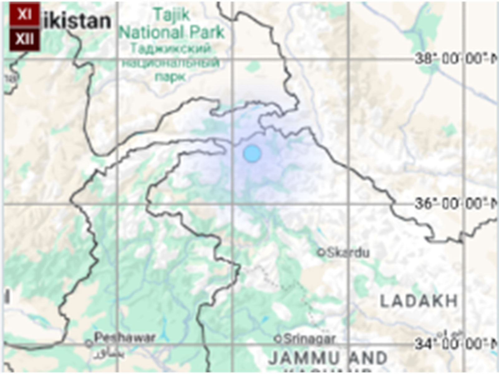 Earthquake in Leh (Photo/X/@NCS_Earthquake) Earthquake in Leh (Photo/X/@NCS_Earthquake)