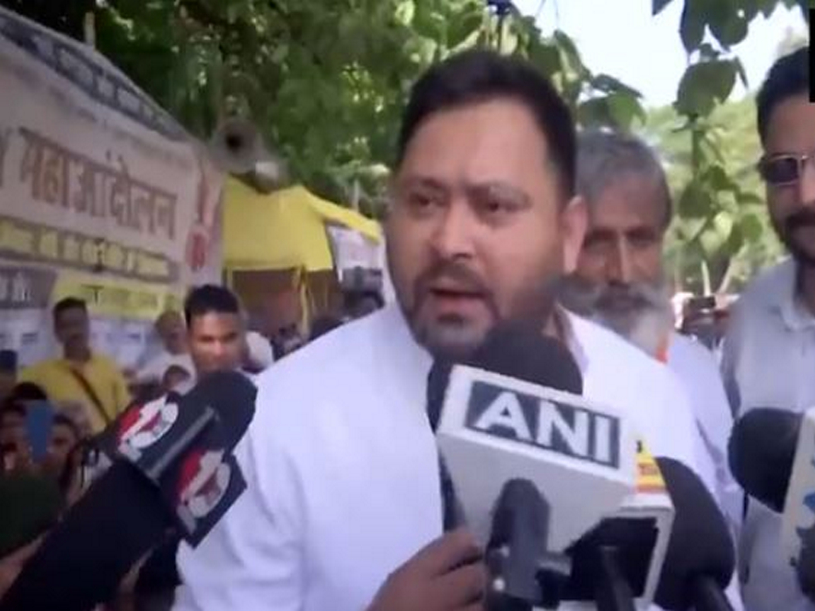 Tejashwi Yadav at the protest site in Patna (Photo/ANI) Tejashwi Yadav at the protest site in Patna (Photo/ANI)