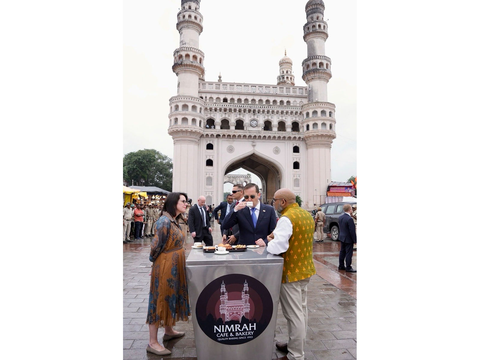 US Envoy Gor visits Charminar, enjoys tea (Photo/X@USAmbIndia) US Envoy Gor visits Charminar, enjoys tea (Photo/X@USAmbIndia)