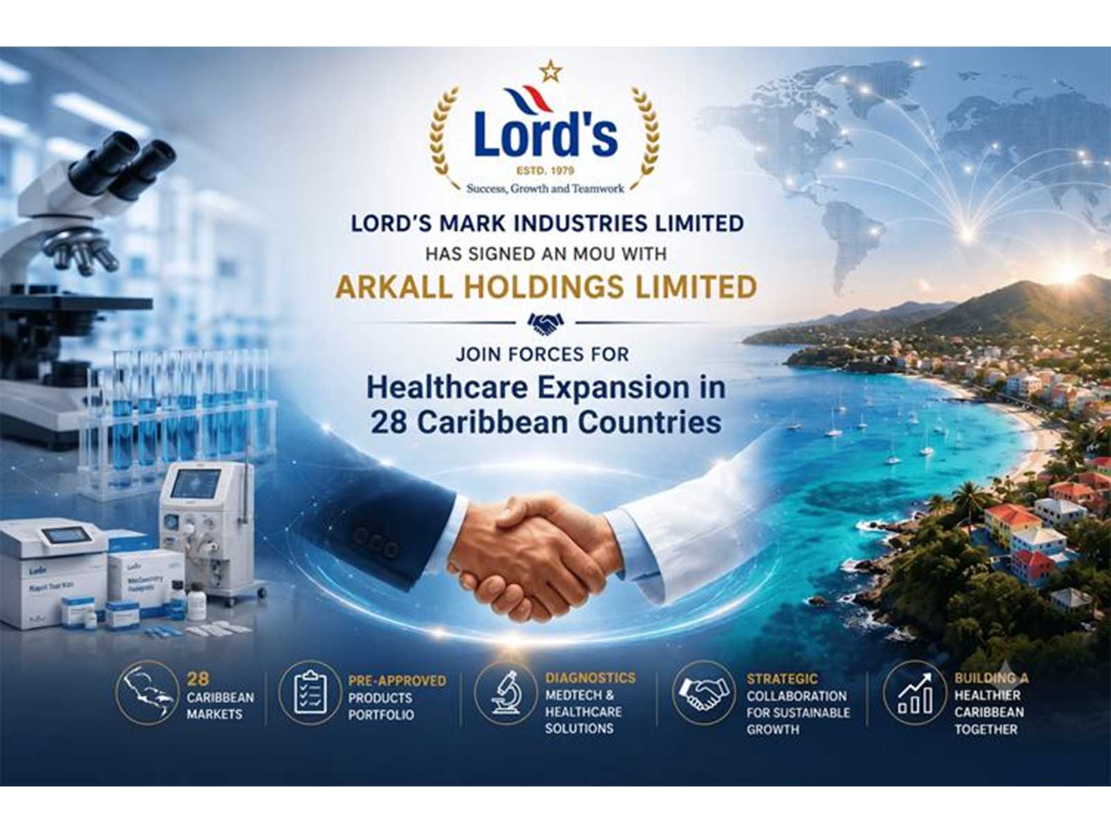 Lord’s Mark Industries Limited and ARKALL Holdings Limited Join Forces For Healthcare Expansion in 28 Caribbean Countries