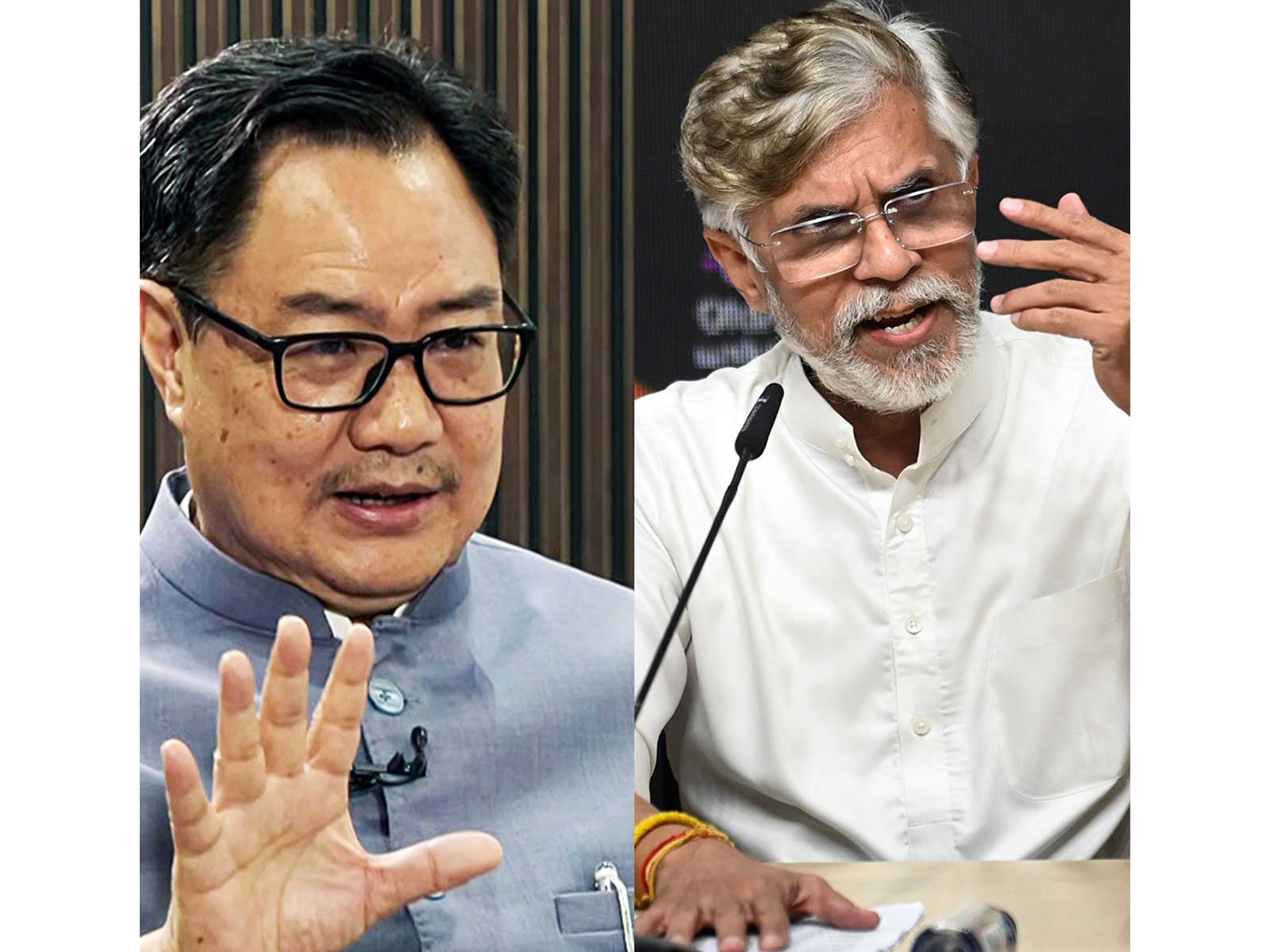 Union Minister Kiren Rijiju and Congress leader Pawan Khera (File Photo/ANI)