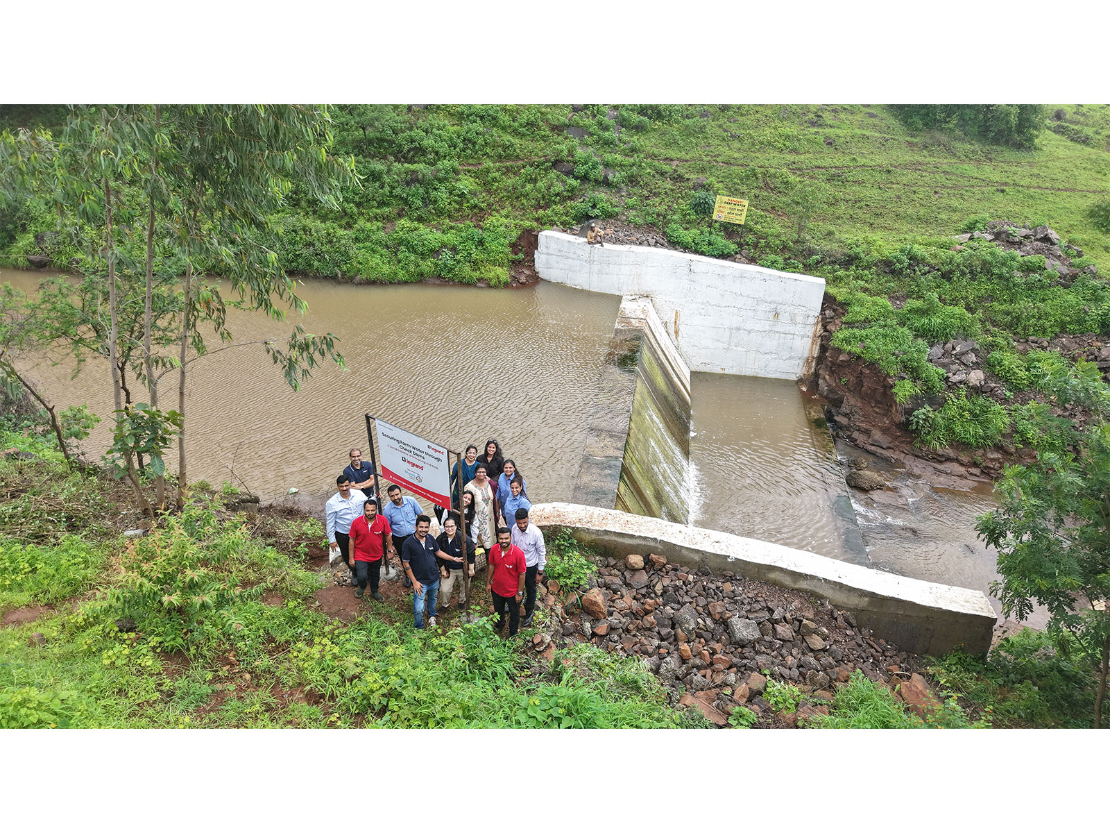 Group Legrand India representatives at the newly completed Shastrinagar Check Dam, Nashik Group Legrand India representatives at the newly completed Shastrinagar Check Dam, Nashik