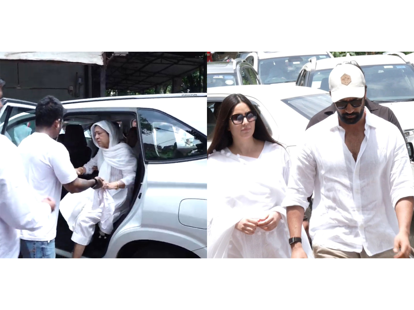 Aruna Irani, Katrina Kaif, Vicky Kaushal attend final rites of late Kuku Kohli (Photo /ANI) 