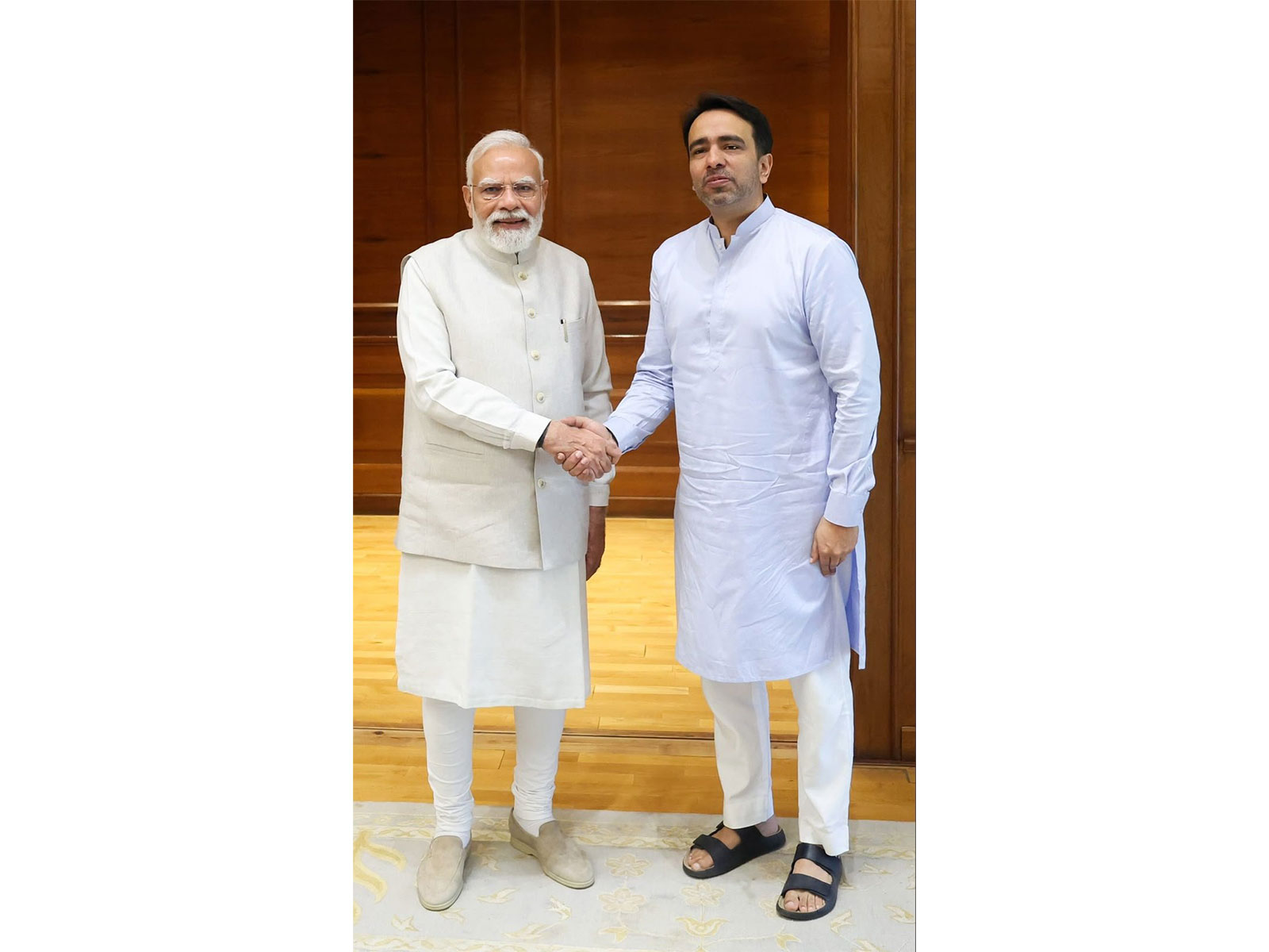 Union MoS Jayant Chaudhary calls on Prime Minister Narendra Modi (Photo/@jayantrld/X)