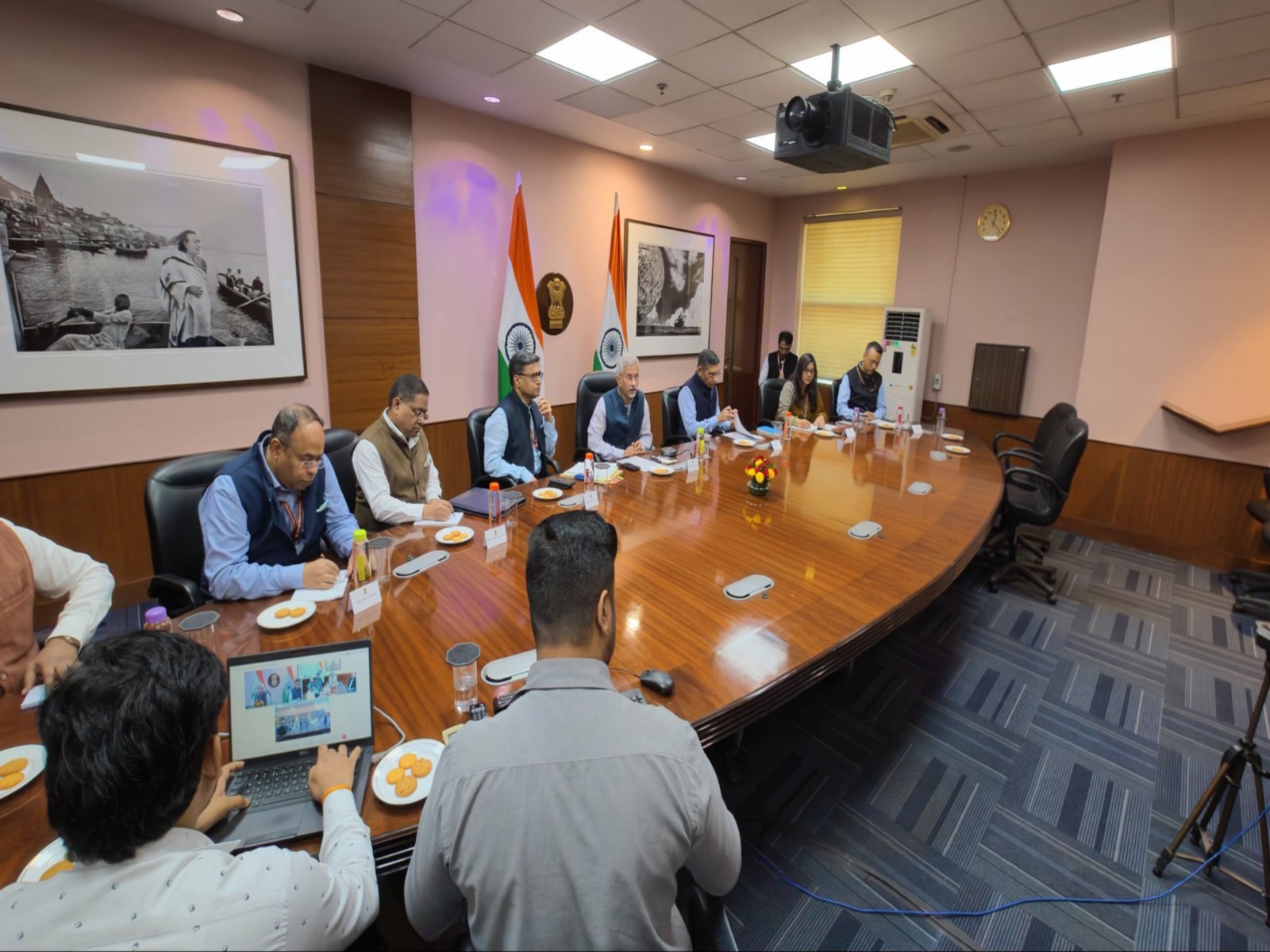 External Affairs Minister S Jaishankar chairs a review meeting on the Nepal flood disaster with Foreign Secretary Vikram Misri, MEA officials and Indian Ambassadors in Kathmandu and Beijing (Photo: x/@DrSJaishankar) External Affairs Minister S Jaishankar chairs a review meeting on the Nepal flood disaster with Foreign Secretary Vikram Misri, MEA officials and Indian Ambassadors in Kathmandu and Beijing (Photo: x/@DrSJaishankar)