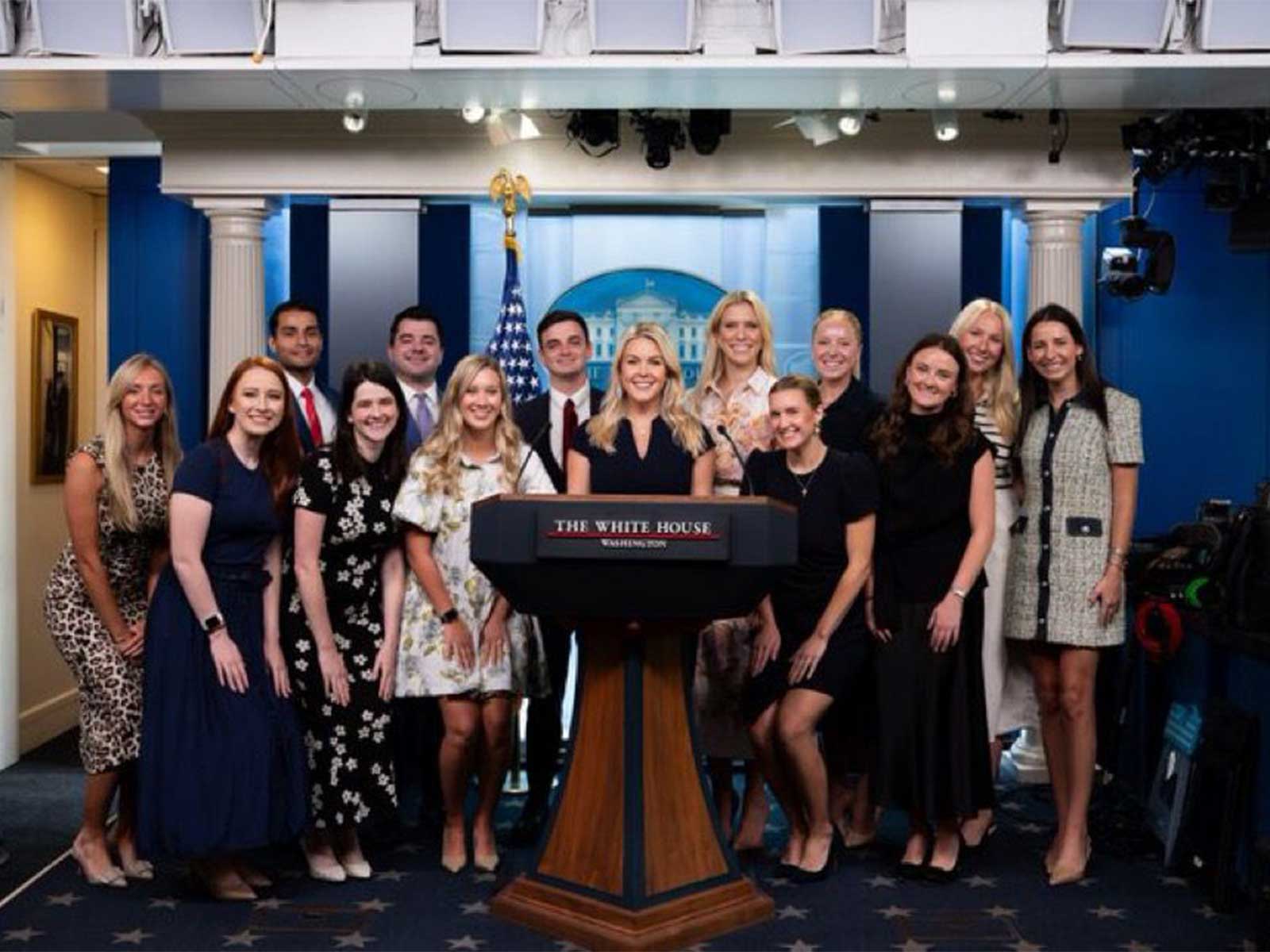 Karoline Leavitt takes the podium in the briefing room with family and colleagues ahead of her final day as White House press secretary on Friday (Photo/The White House) Karoline Leavitt takes the podium in the briefing room with family and colleagues ahead of her final day as White House press secretary on Friday (Photo/The White House)