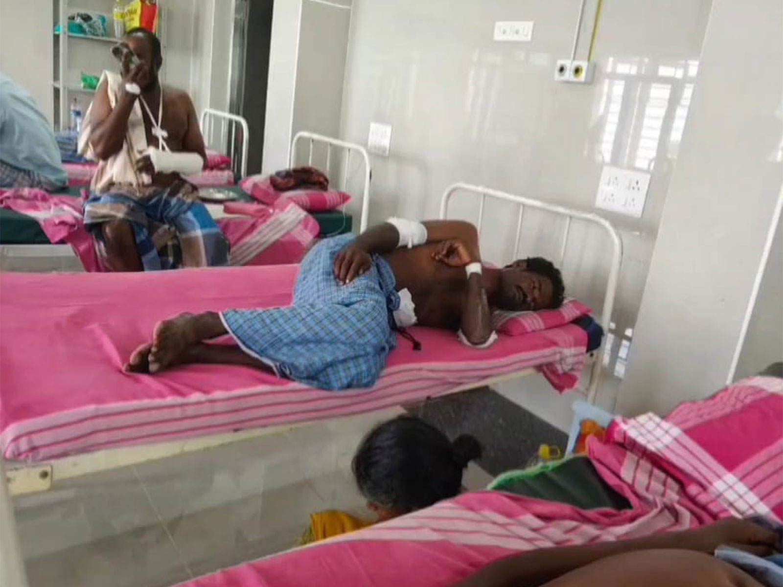 Farmers hospitalised after after sustaining injuries in a wild boar attack in Tamil Nadu (Photo/ANI)